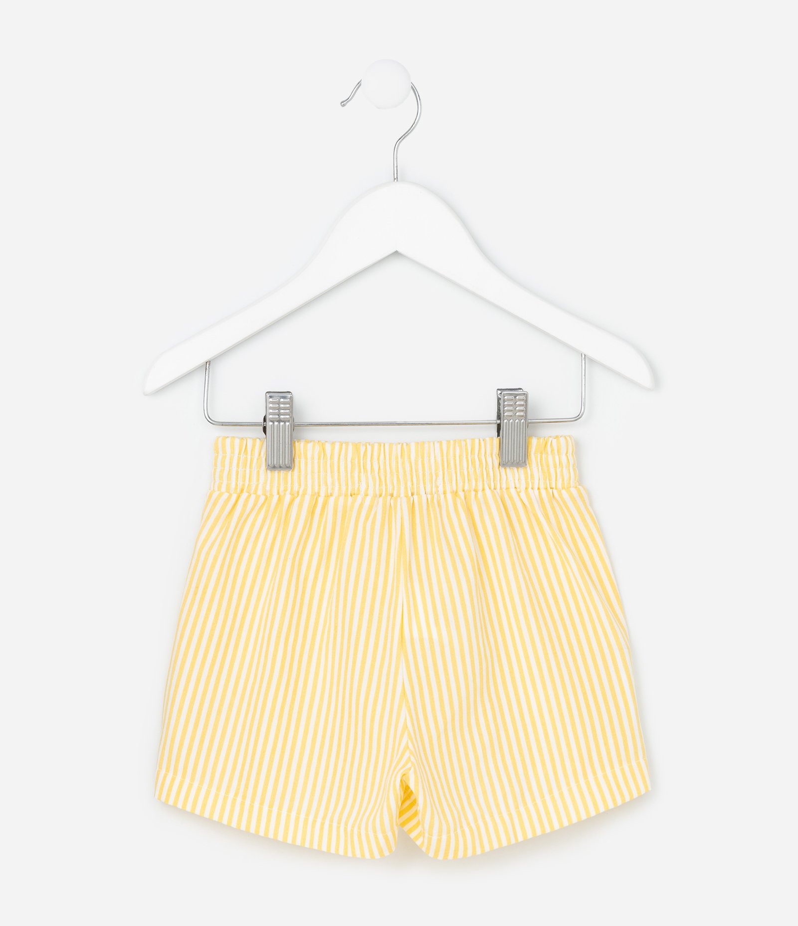 Short Infantil em Tricoline com Listras Fio Tinto - Tam 1 a 6 Anos Amarelo 2