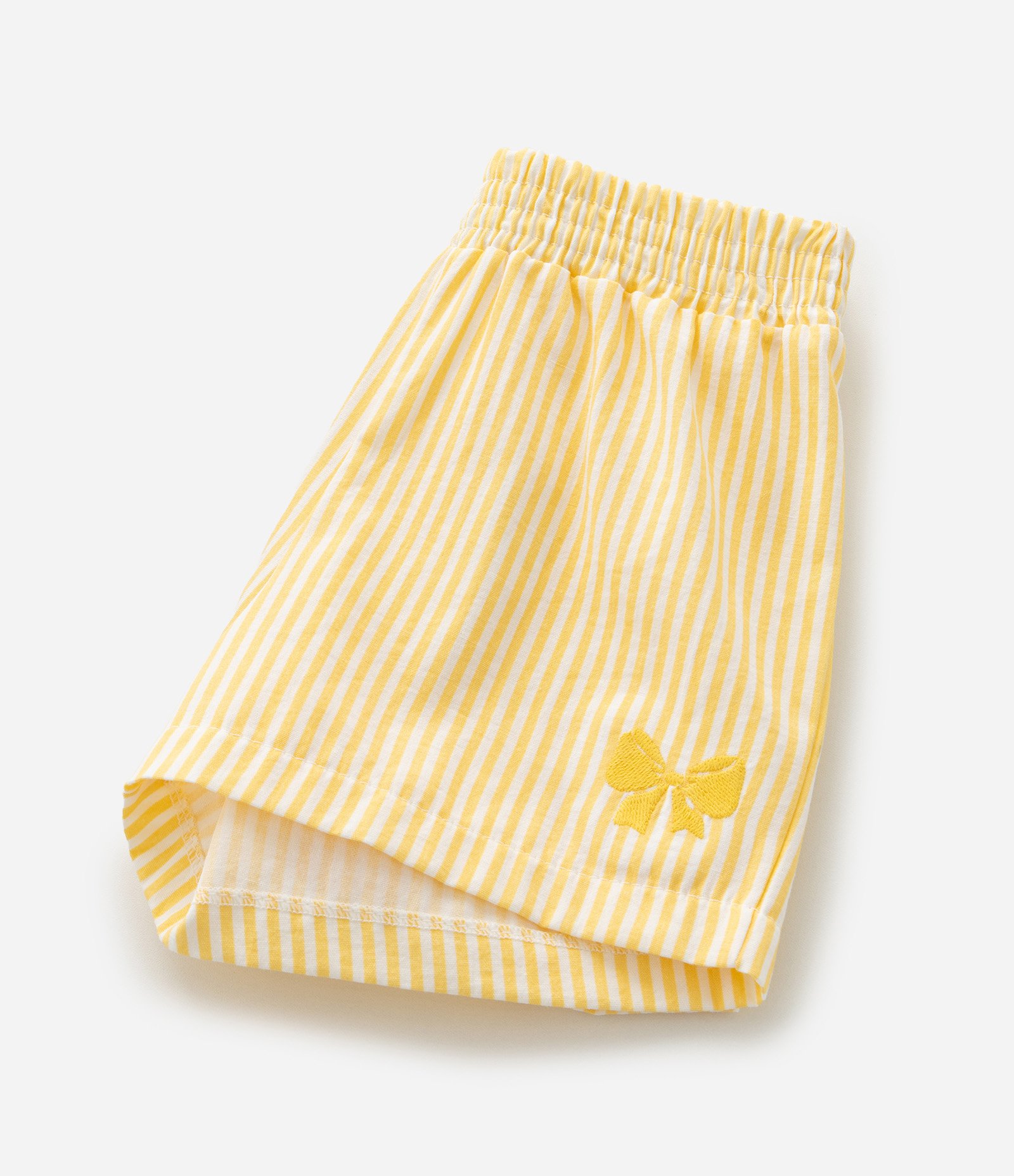 Short Infantil em Tricoline com Listras Fio Tinto - Tam 1 a 6 Anos Amarelo 4