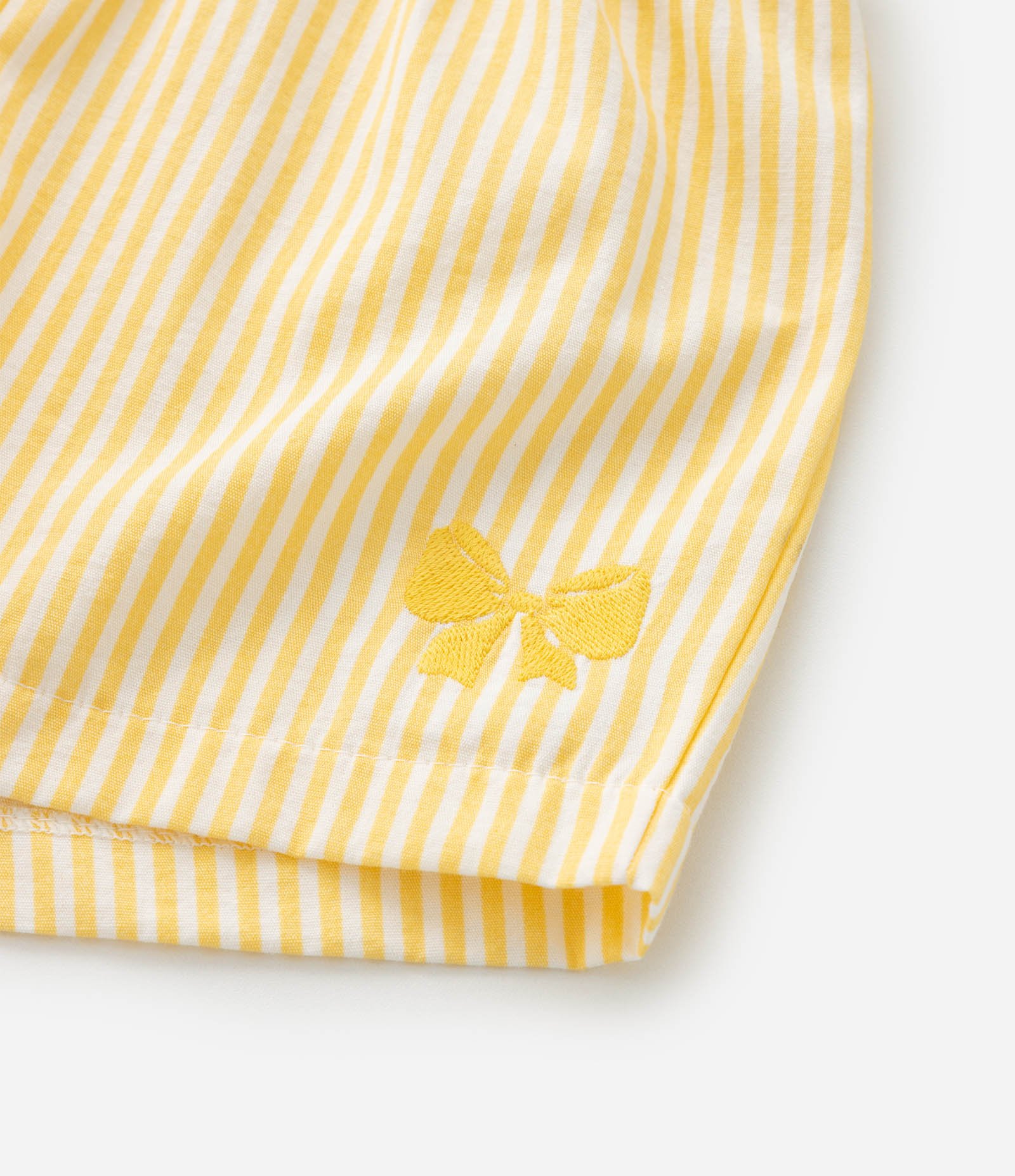 Short Infantil em Tricoline com Listras Fio Tinto - Tam 1 a 6 Anos Amarelo 5
