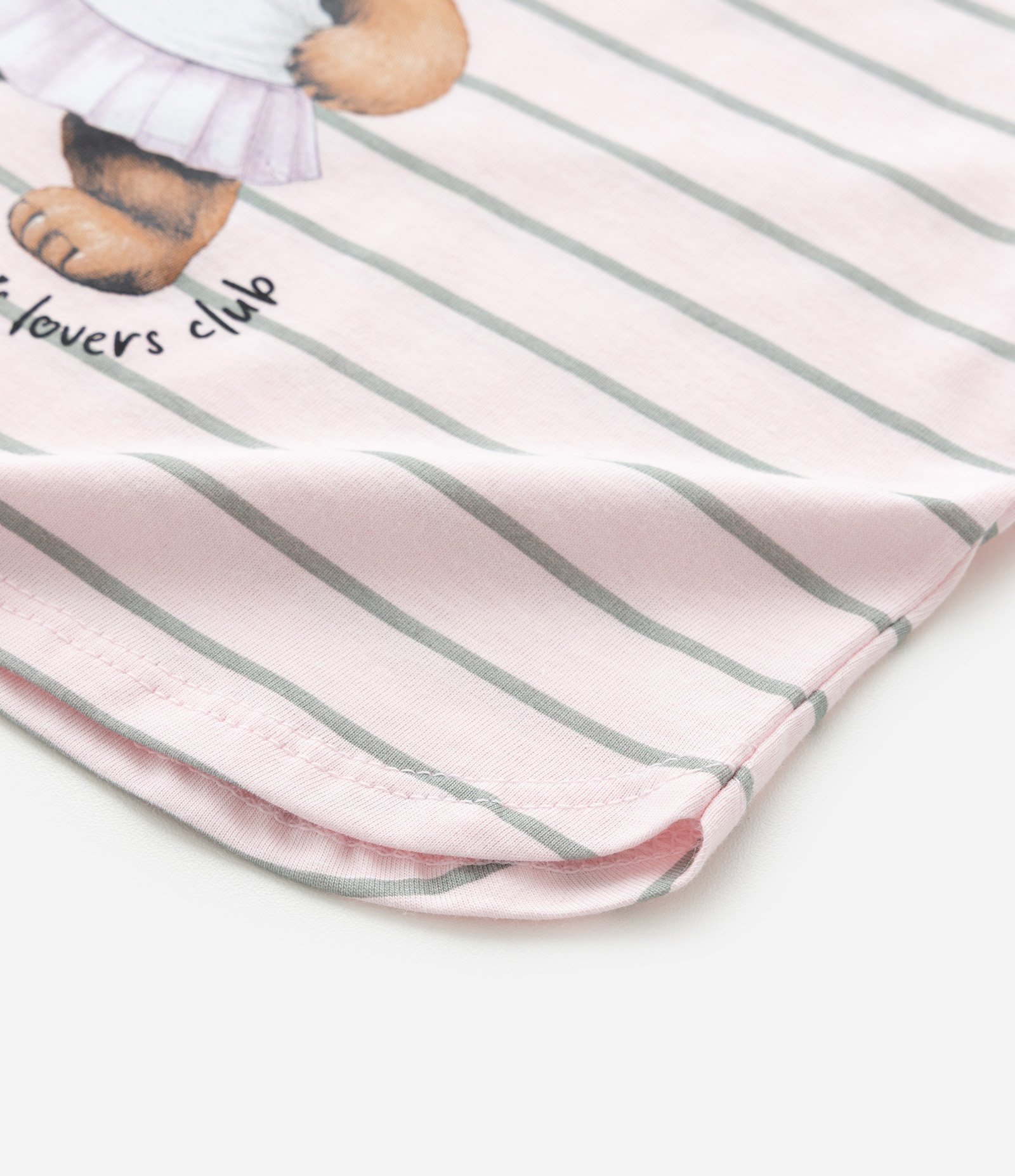 Blusa Infantil com Estampa Listrada e Ursinha - Tam 1 a 6 Anos Rosa 5
