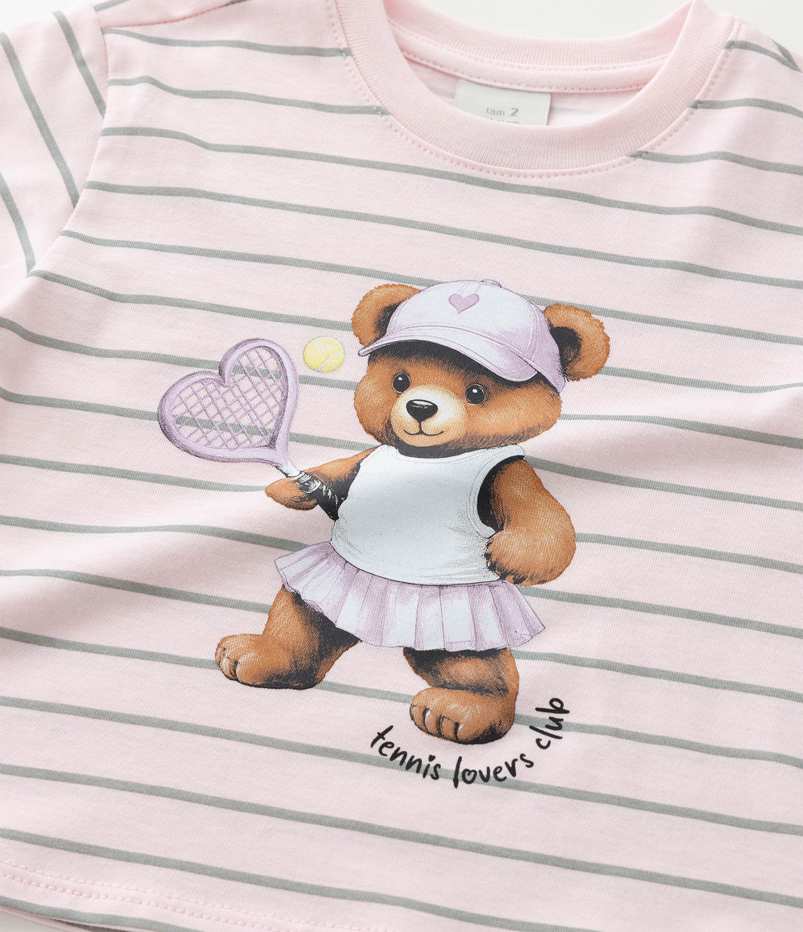 Blusa Infantil com Estampa Listrada e Ursinha - Tam 1 a 6 Anos Rosa 6