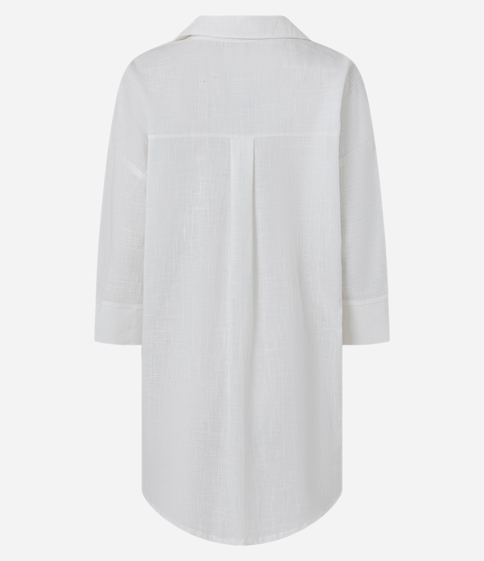 Saída de Praia Chemise em Algodão Texturizada e Bordada Branco 7