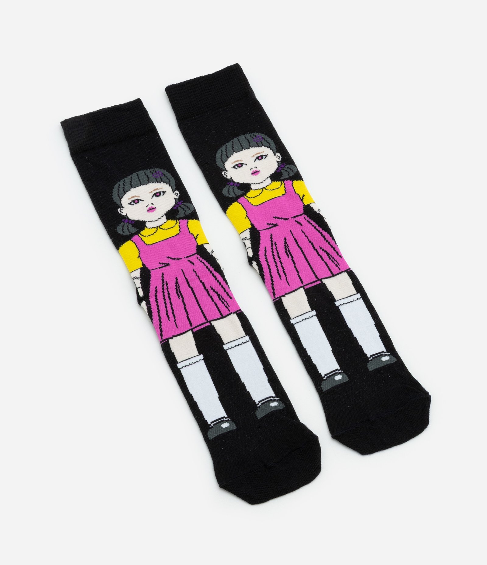 Meia Cano Alto em Algodão com Estampa do Round 6 Preto 4