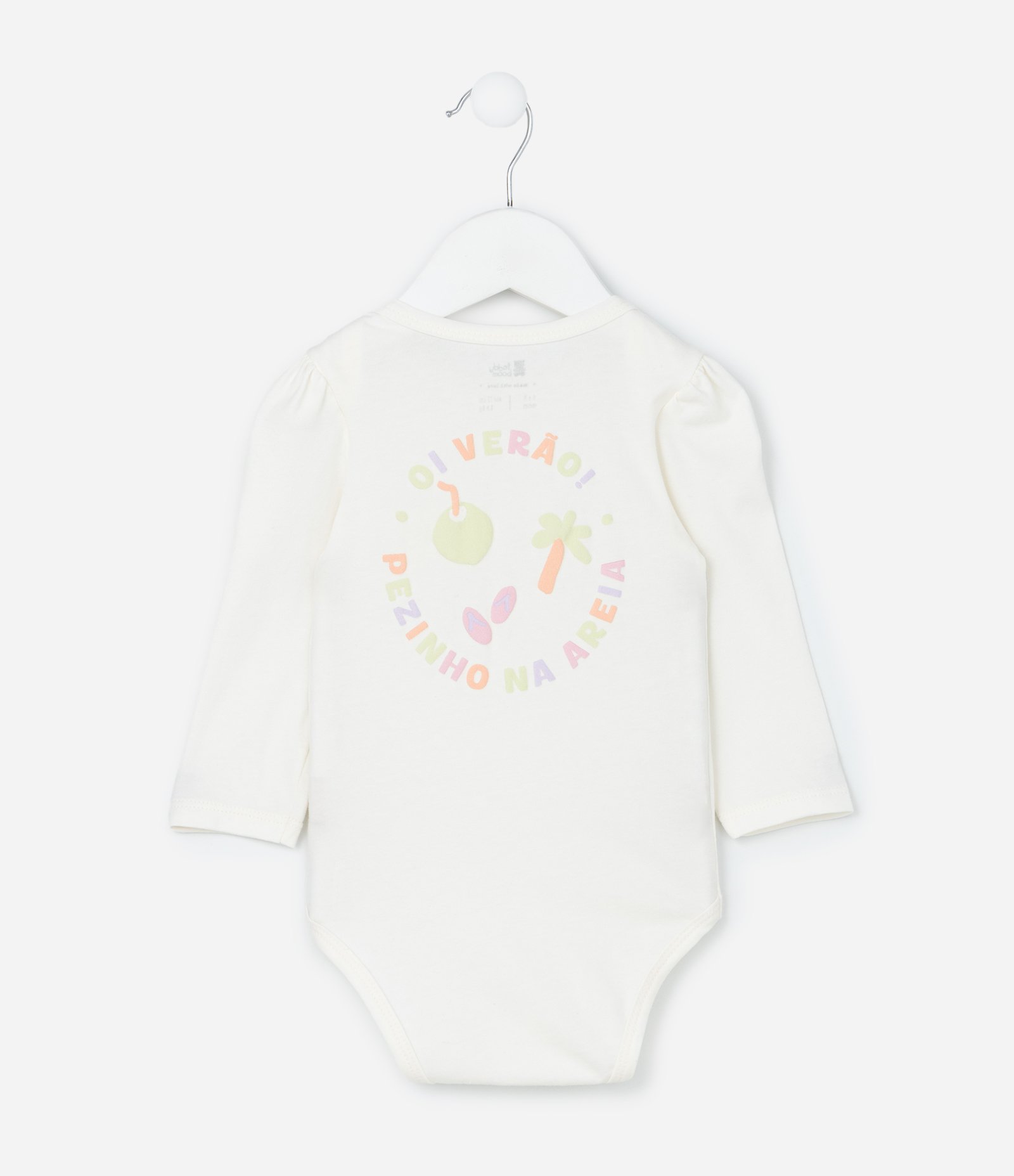 Body Infantil com Estampa Frente e Costas Verão - Tam 0 A 18 meses Off White 3