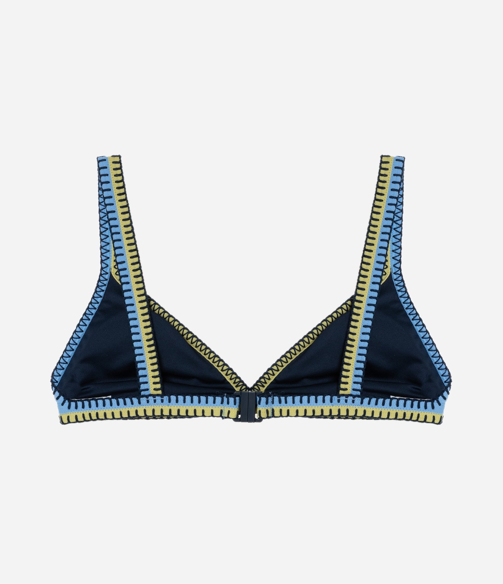Biquíni Top Triângulo Fixo em Microfibra com Detalhes Contrastantes Azul Marinho 6