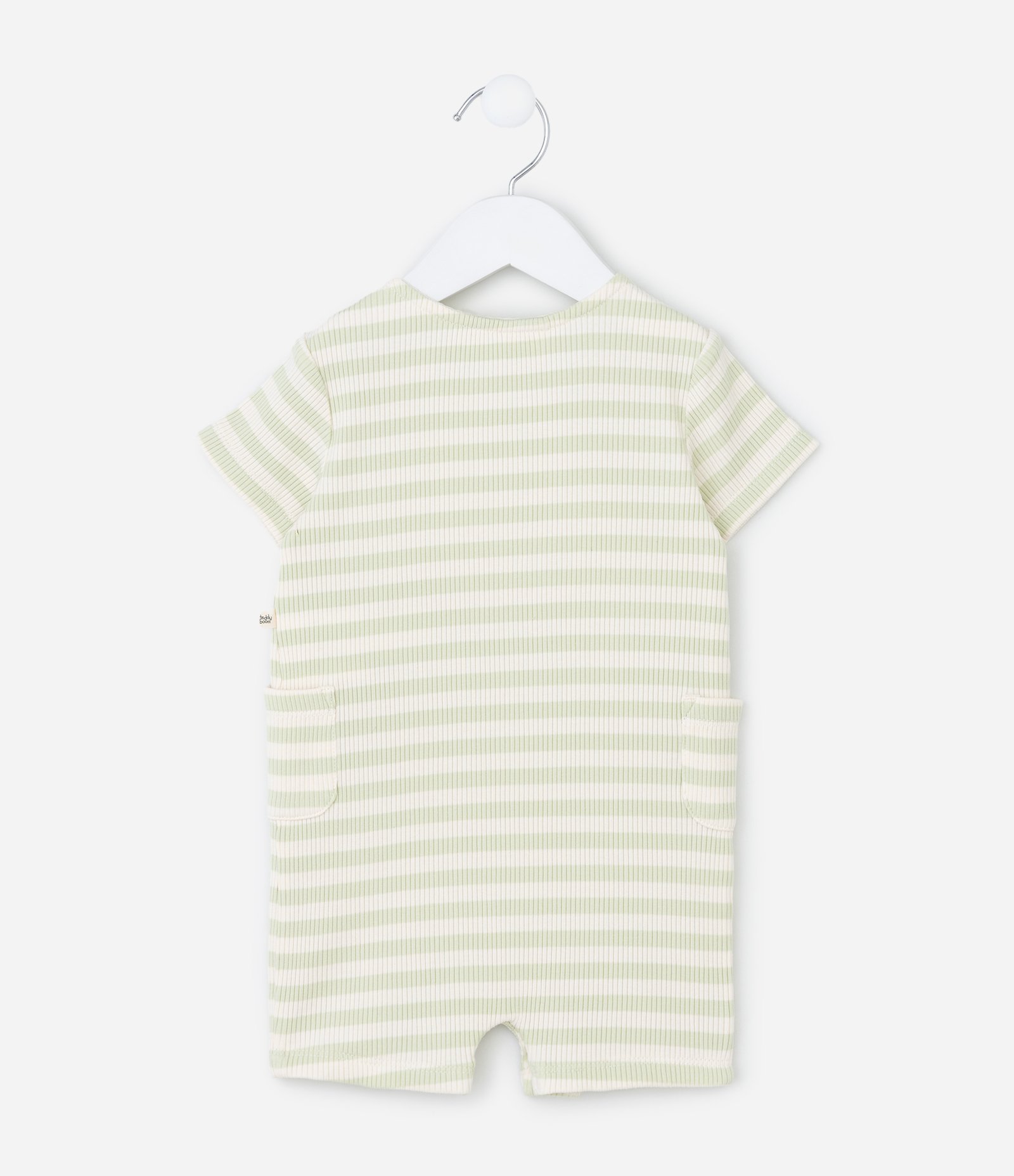 Macacão Infantil com Bordado de Caranguejo e Listras Canelado - Tam 0 a 18 Meses Verde 2