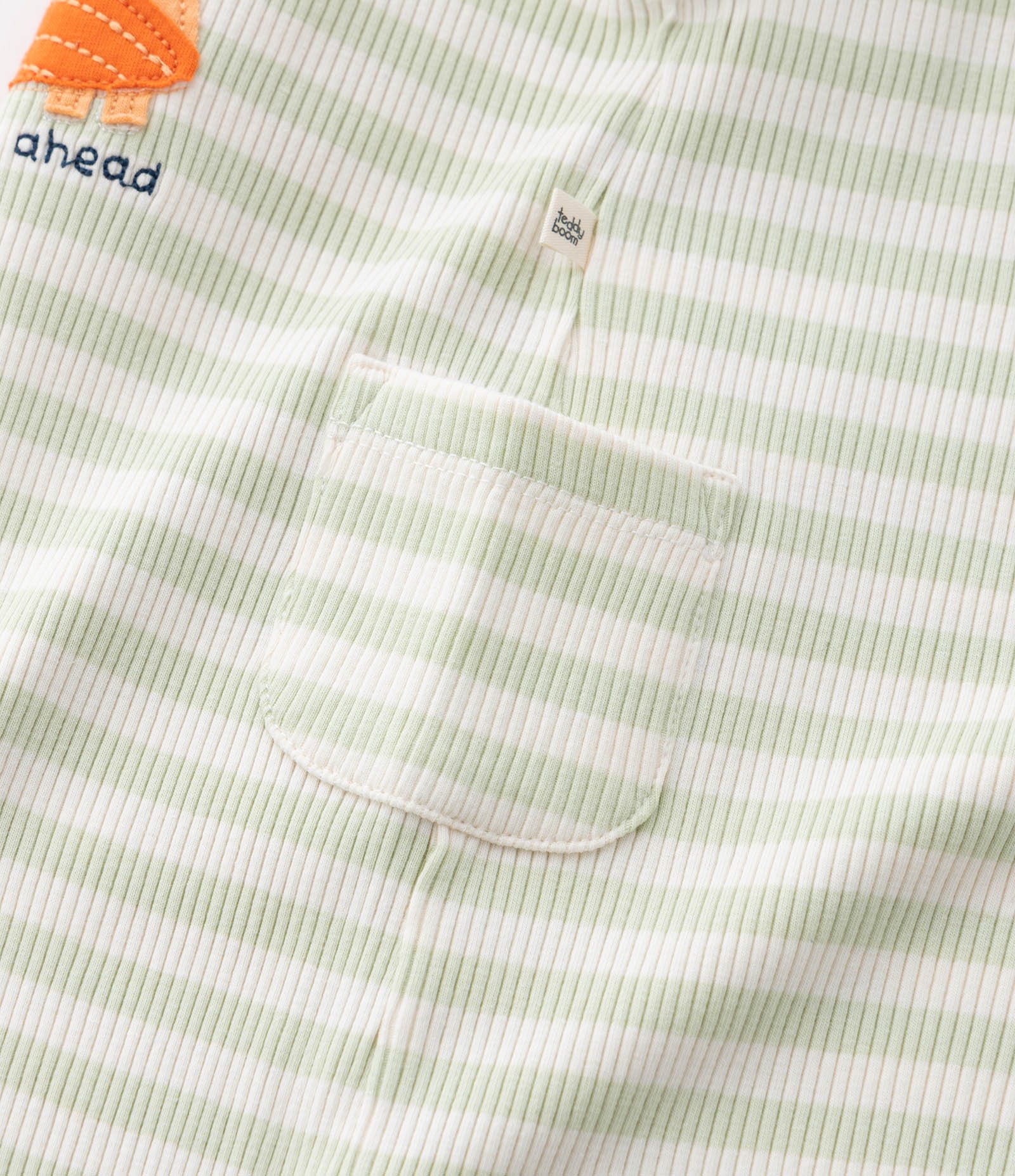 Macacão Infantil com Bordado de Caranguejo e Listras Canelado - Tam 0 a 18 Meses Verde 4