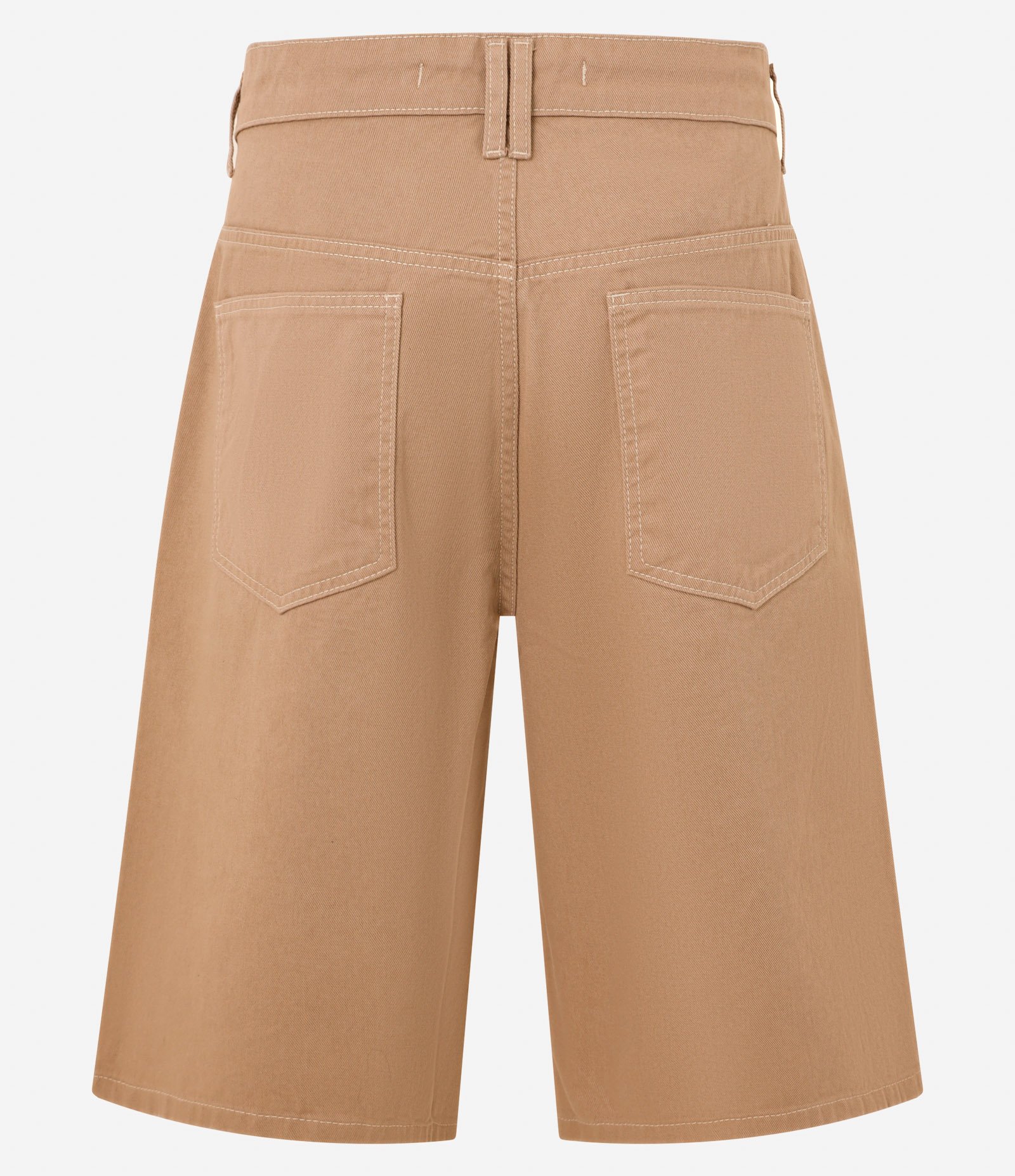 Bermuda Baggy Relaxed em Sarja com Pespontos Contrastantes Marrom 6