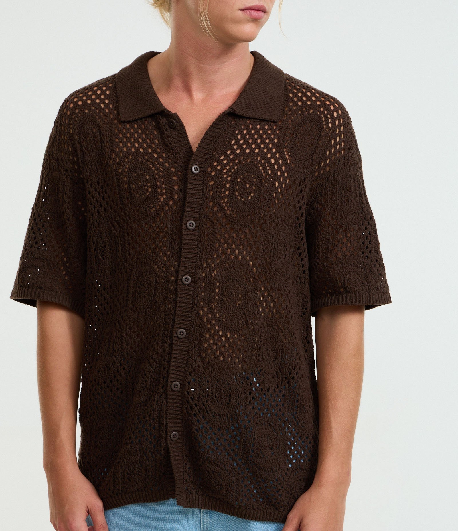 Camisa Boxy em Tricô com Textura Marrom 3