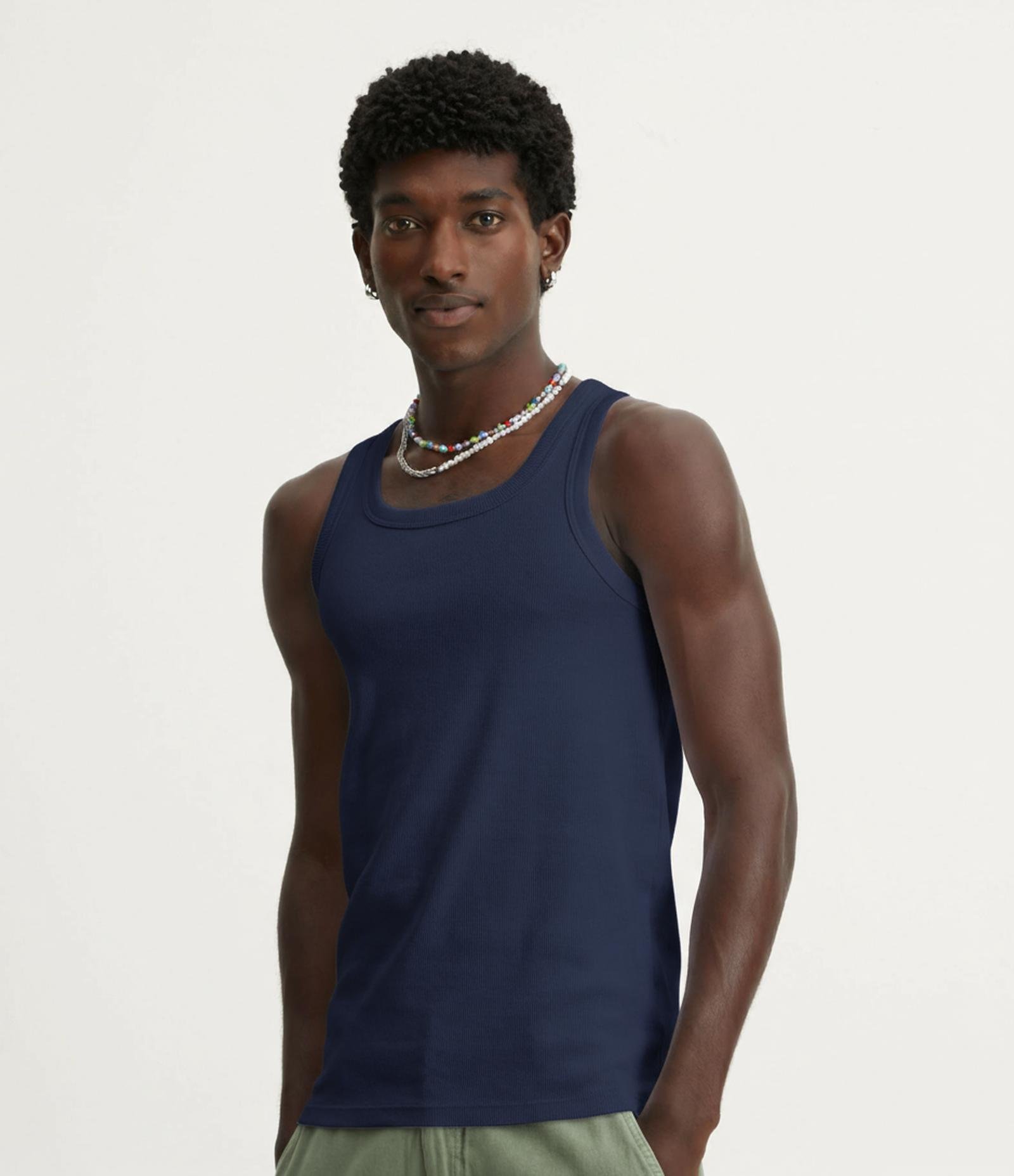 Regata Regular Básica em Ribana de Algodão Azul marinho 1