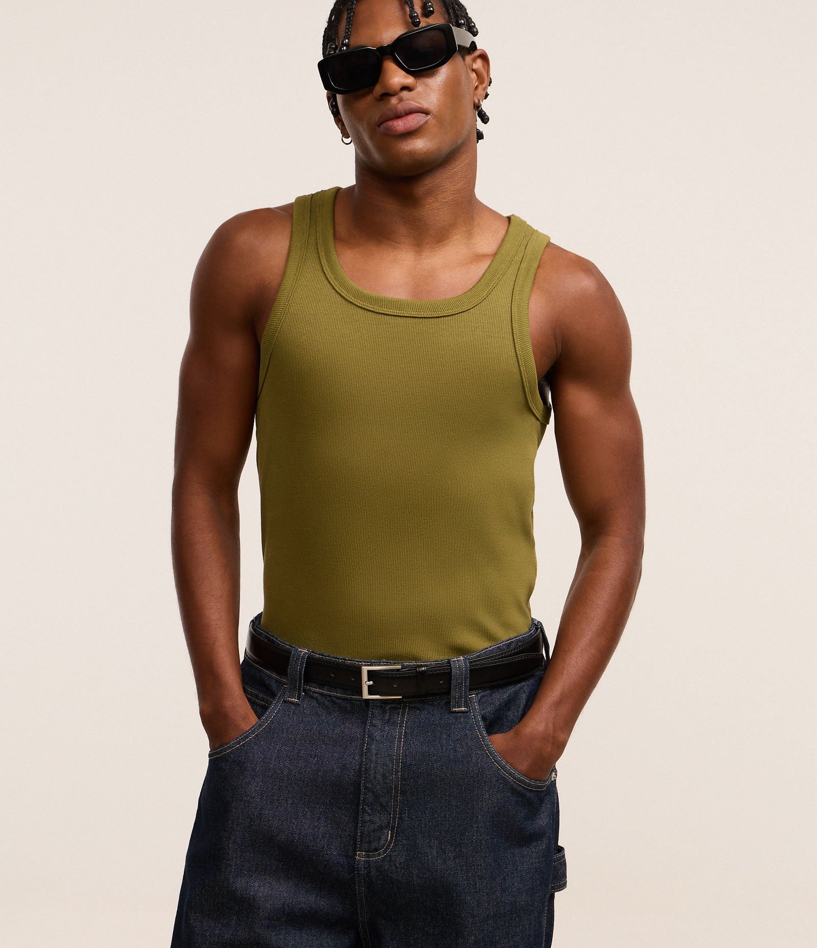 Regata Regular Básica em Ribana de Algodão Verde 1