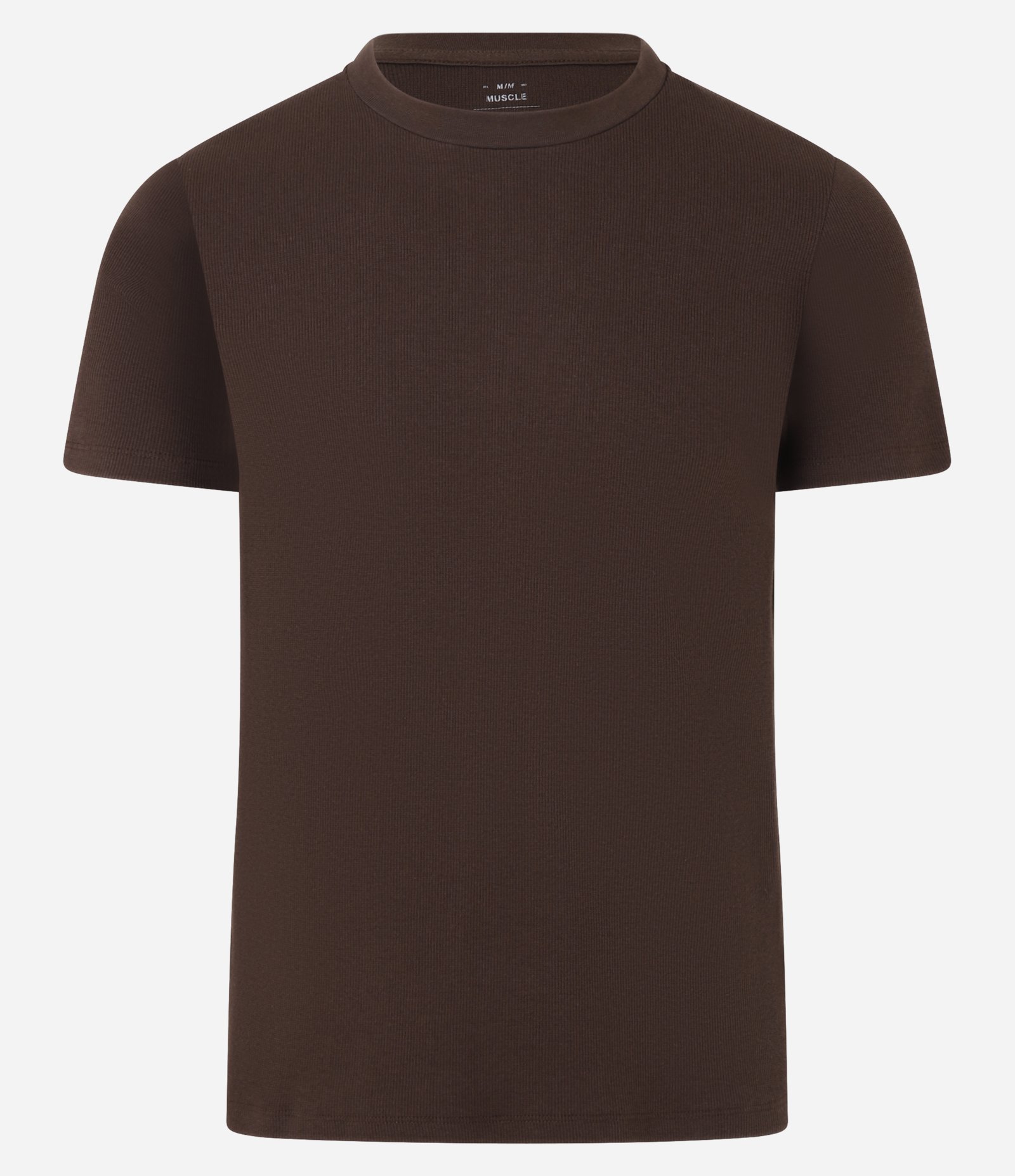 Camiseta Muscle em Ribana Texturizada Marrom 4