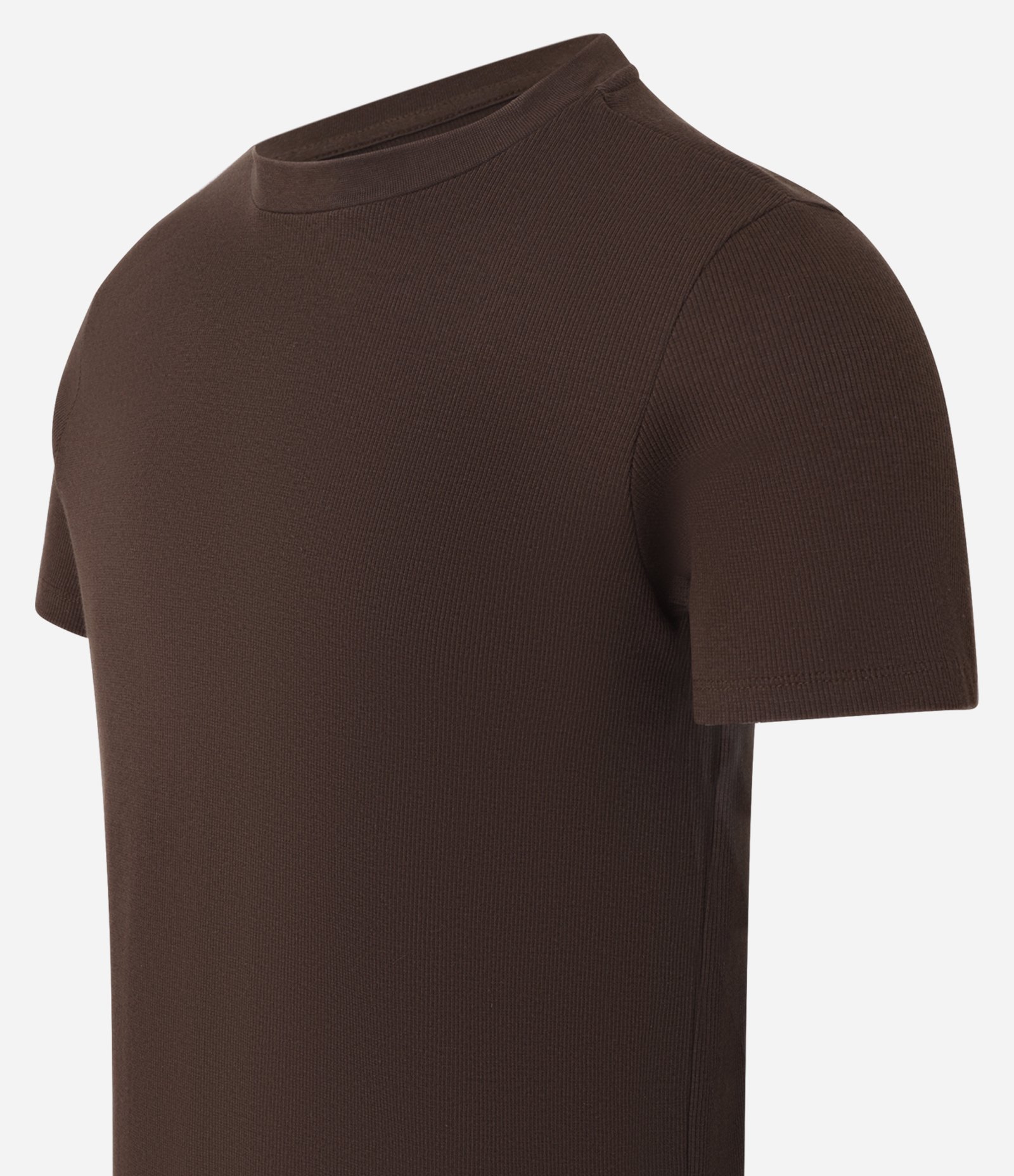Camiseta Muscle em Ribana Texturizada Marrom 5