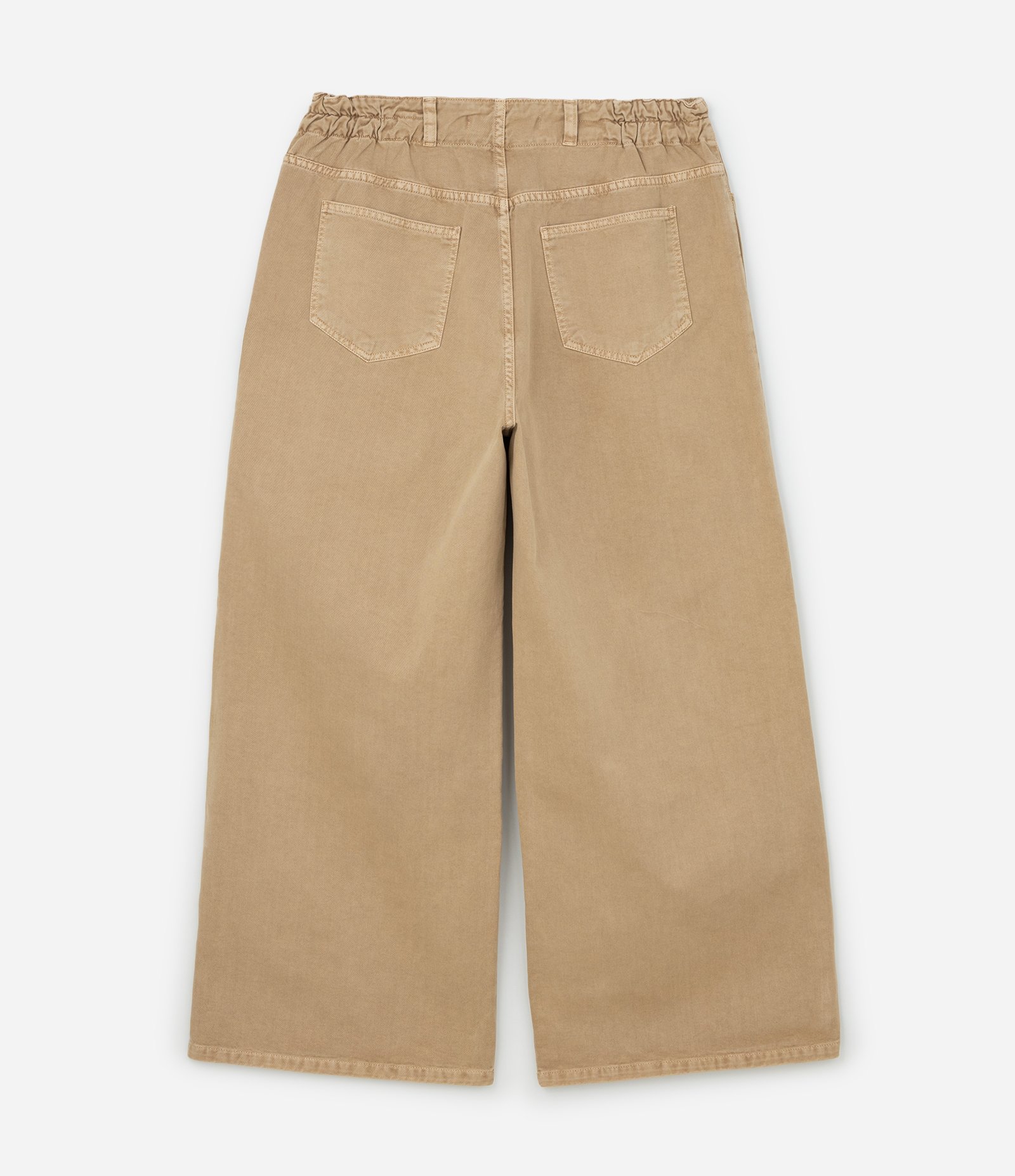 Calça Wide Leg em Sarja com Cós Clochard Curve & Plus Size Bege 2