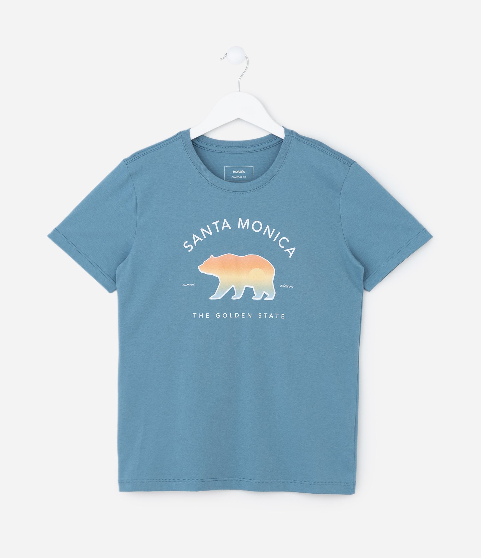 Camiseta Infantil com Estampa Urso com Lettering - Tam 5 a 14 Anos Azul 1