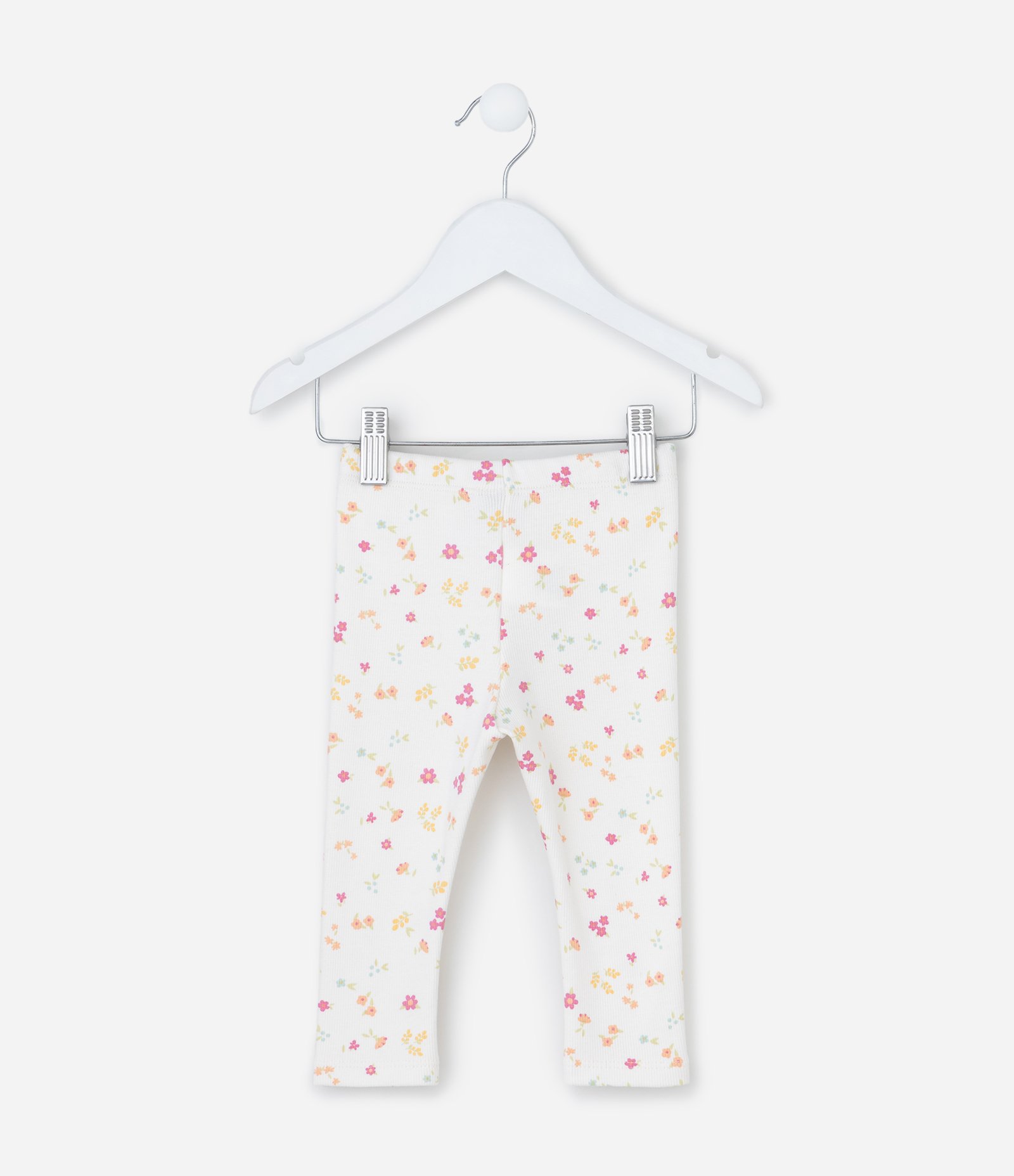 Calça Legging Infantil com Estampa Floral - Tam RN a 18 meses Branco 3