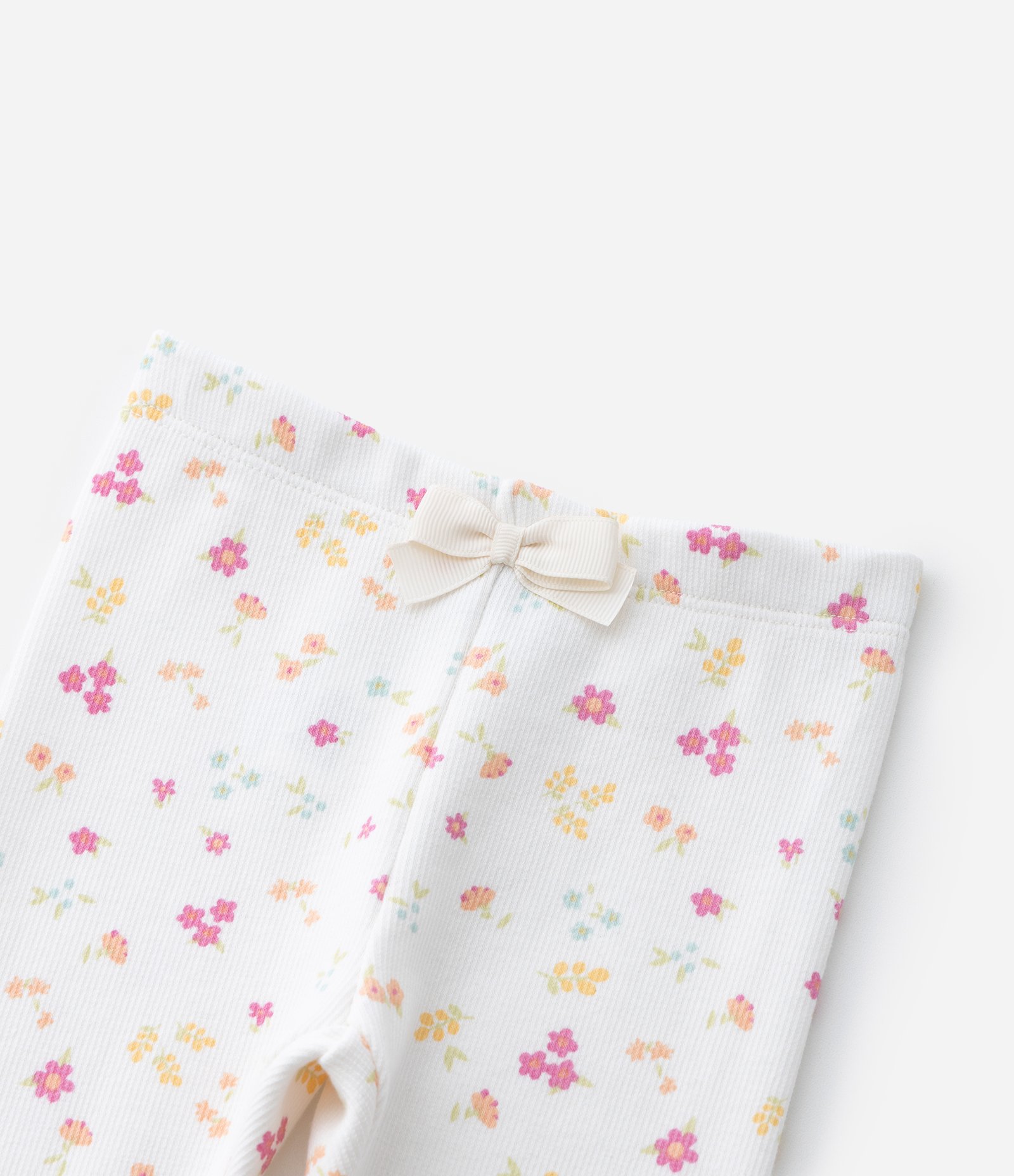 Calça Legging Infantil com Estampa Floral - Tam RN a 18 meses Branco 7