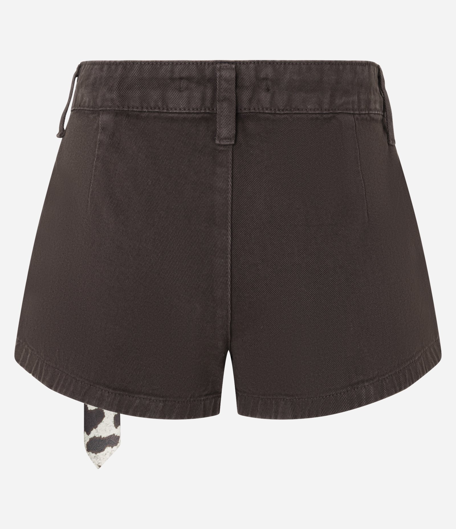 Short Curto em Sarja com Lenço Animal Print Vaca Marrom 6