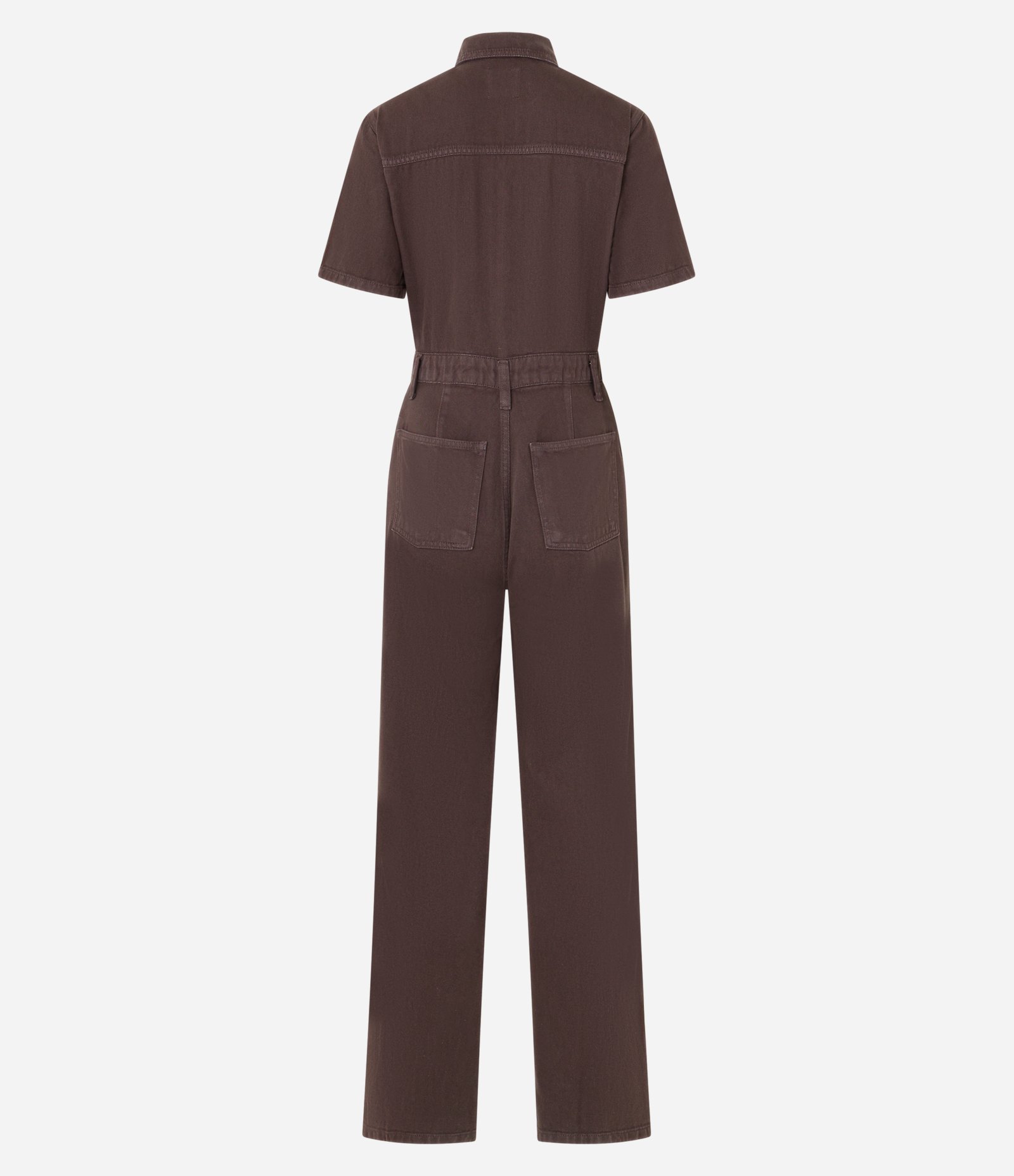 Macacão Longo em Sarja com Vista de Botões e Bolsos Marrom 6