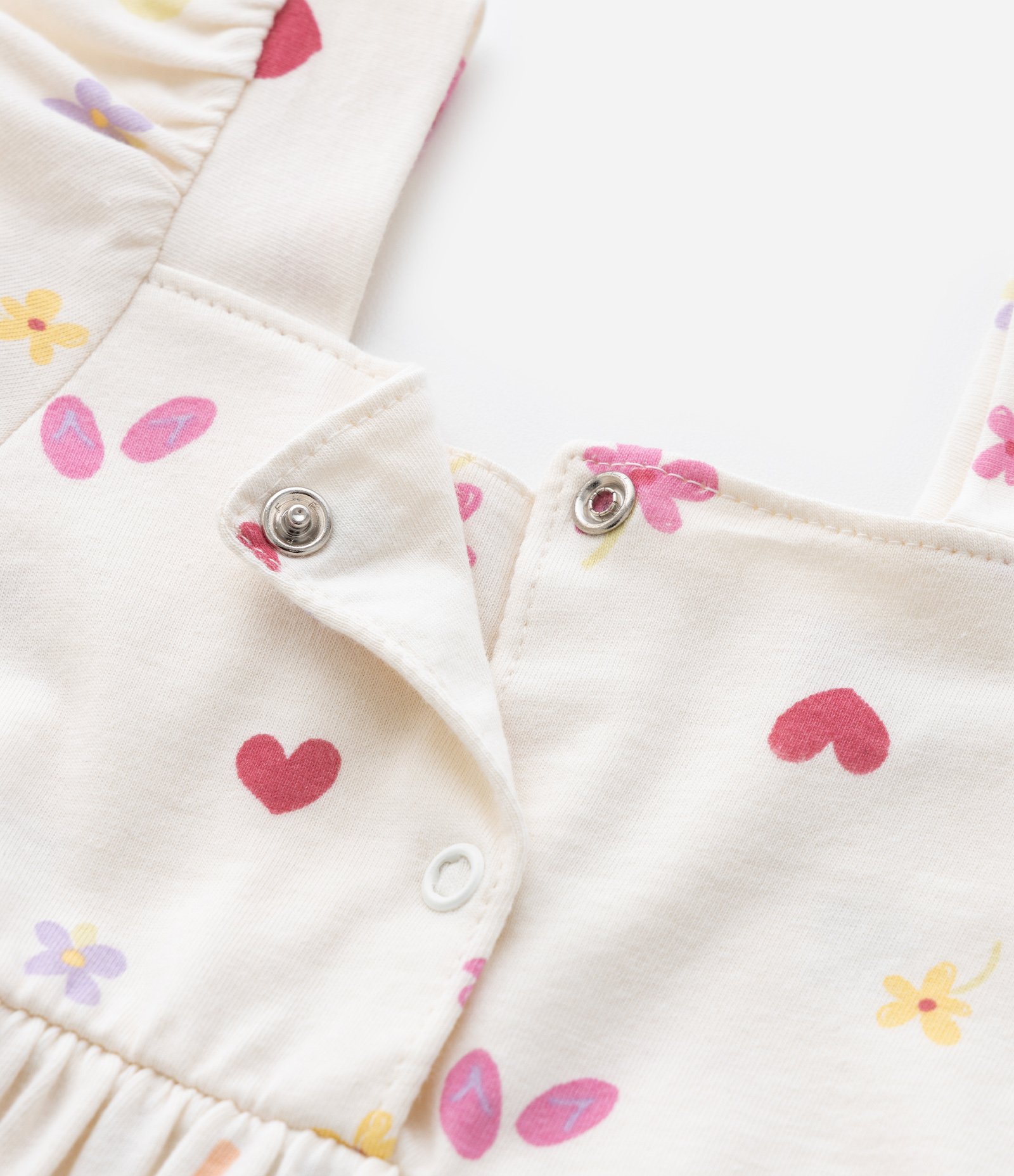 Vestido Infantil com Mini Ícones - Tam 0 a 18 Meses Bege 4