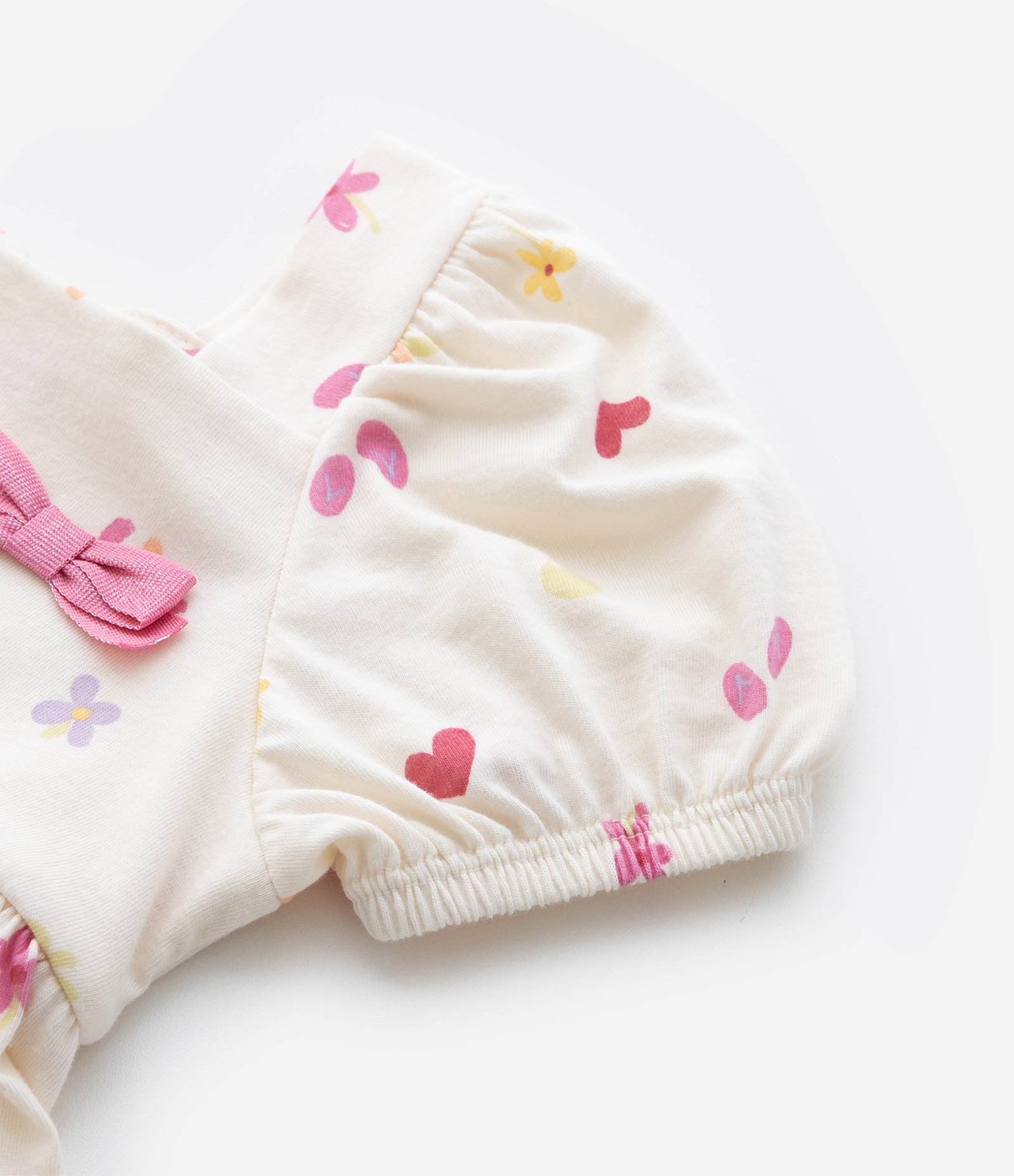 Vestido Infantil com Mini Ícones - Tam 0 a 18 Meses Bege 6