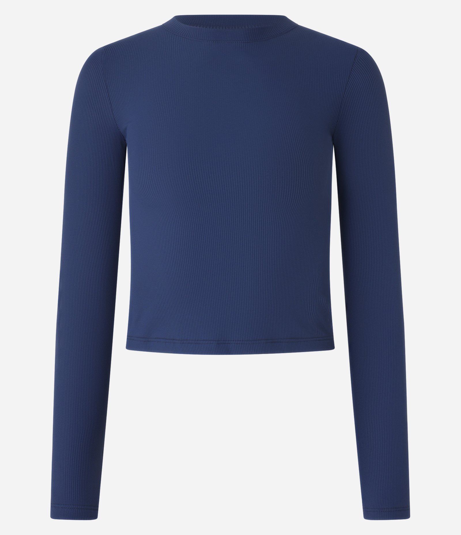 Blusa Manga Longa em Ribana de Poliamida Azul Marinho 5