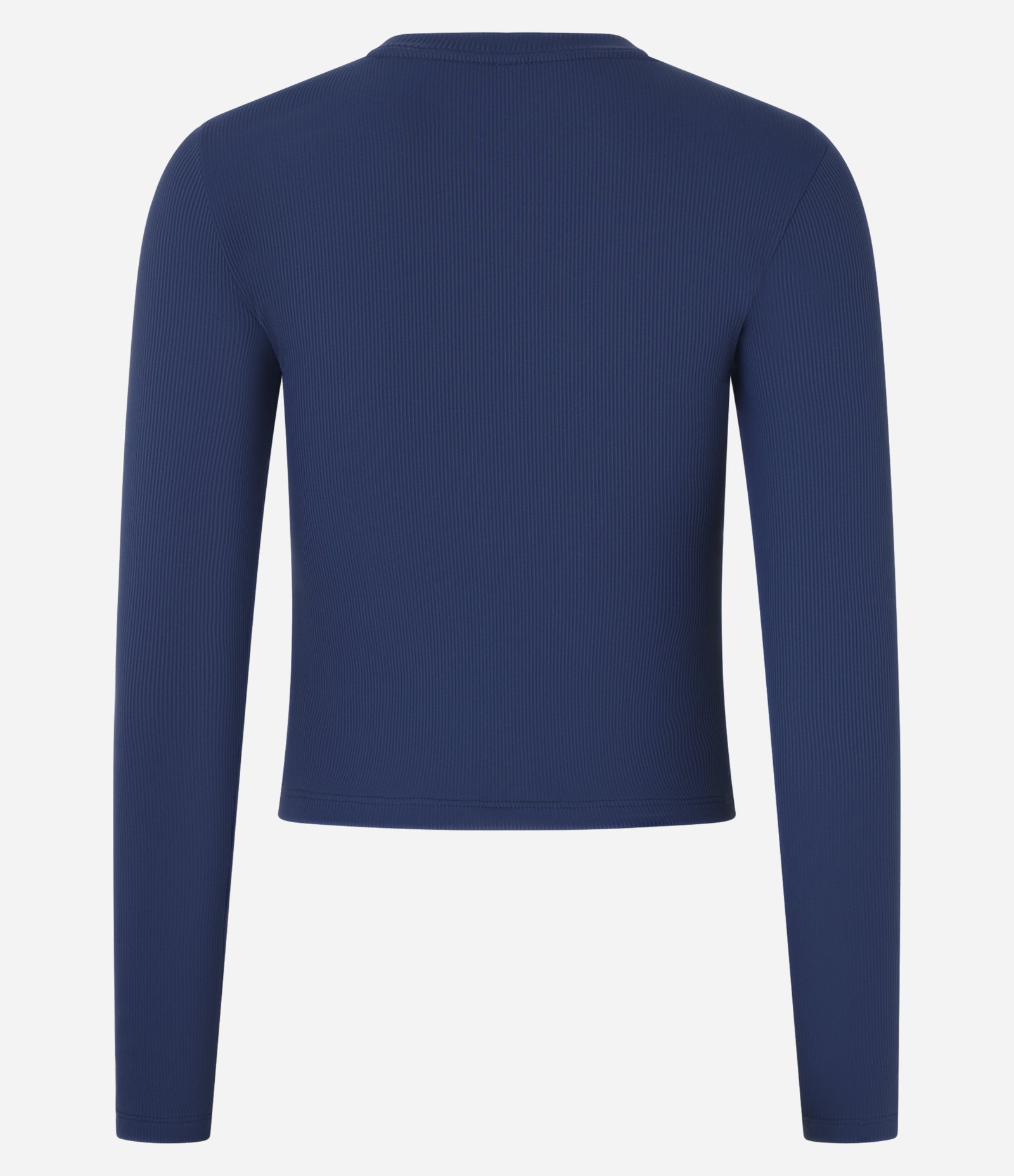 Blusa Manga Longa em Ribana de Poliamida Azul Marinho 7