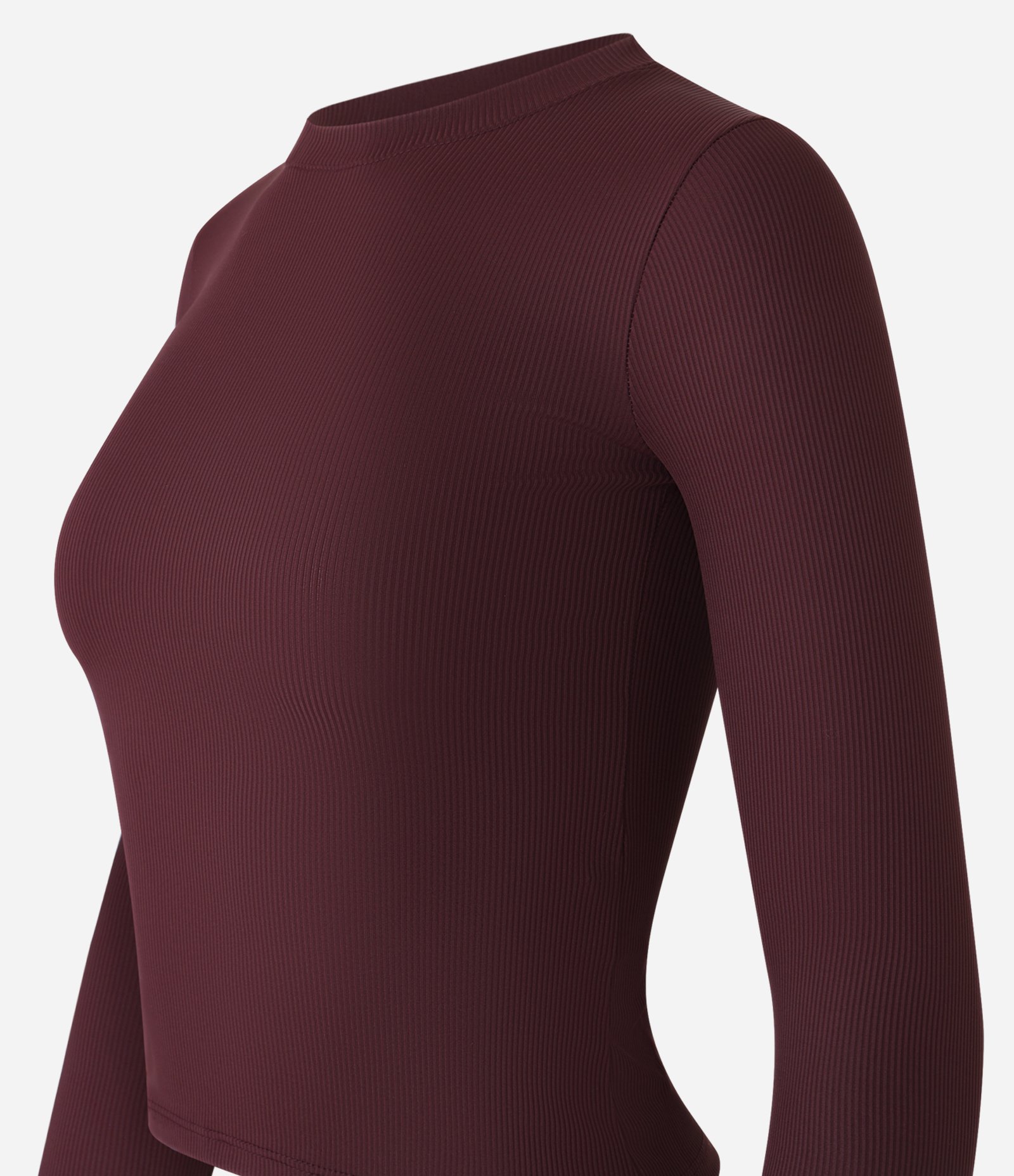 Blusa Manga Longa em Ribana de Poliamida Bordô 6