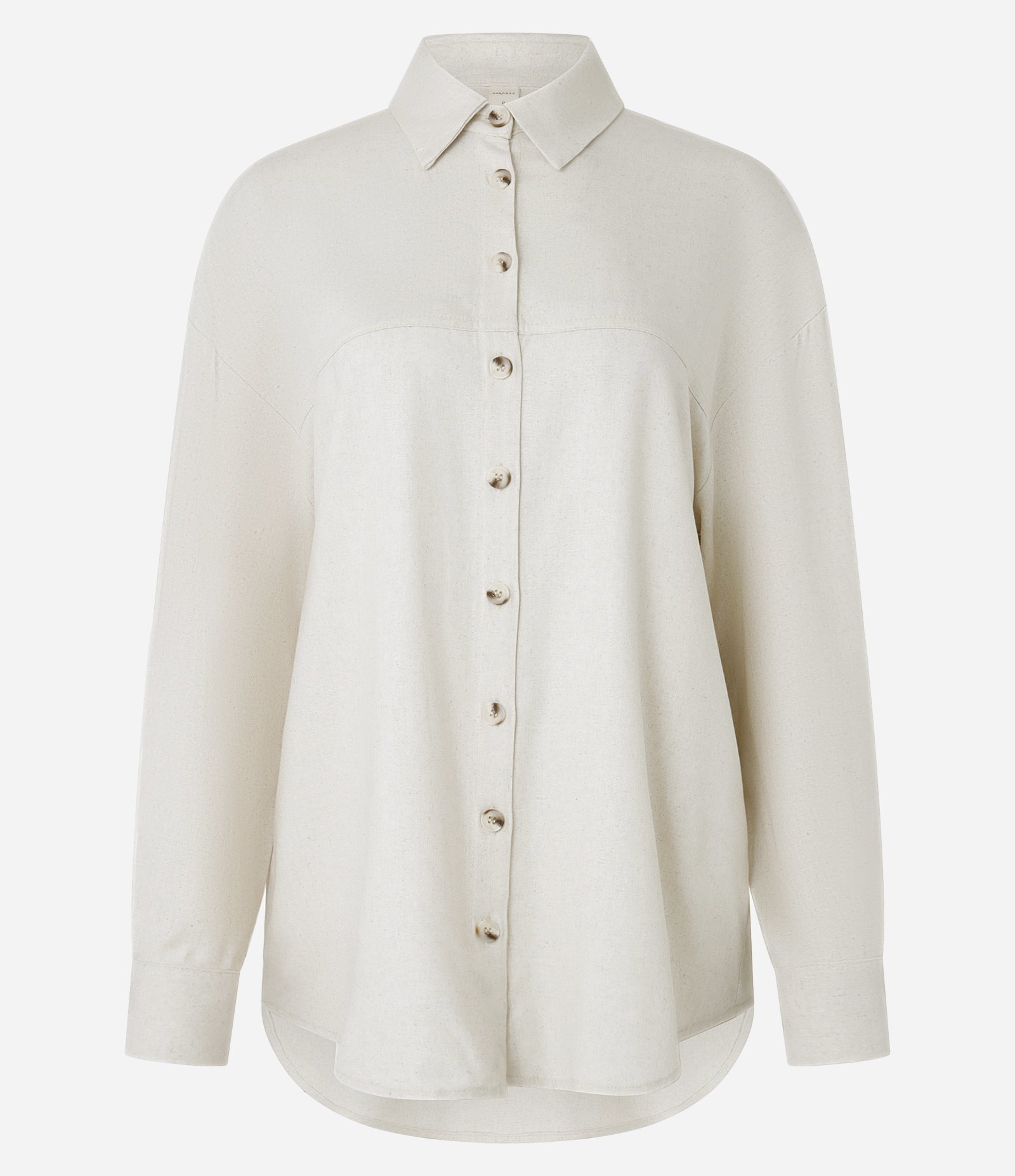 Camisa Alongada em Viscolinho com Recortes Bege 6