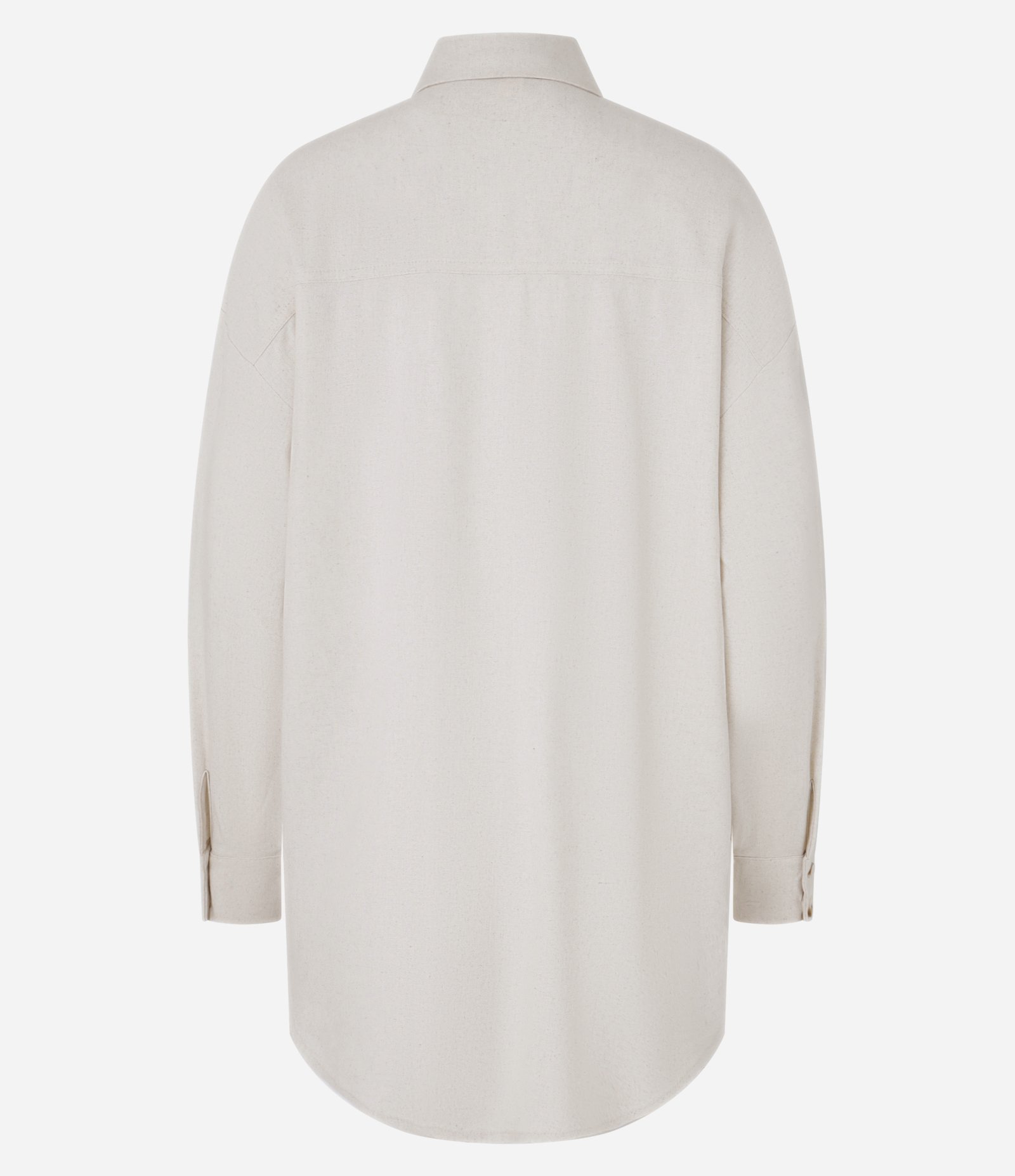 Camisa Alongada em Viscolinho com Recortes Bege 7