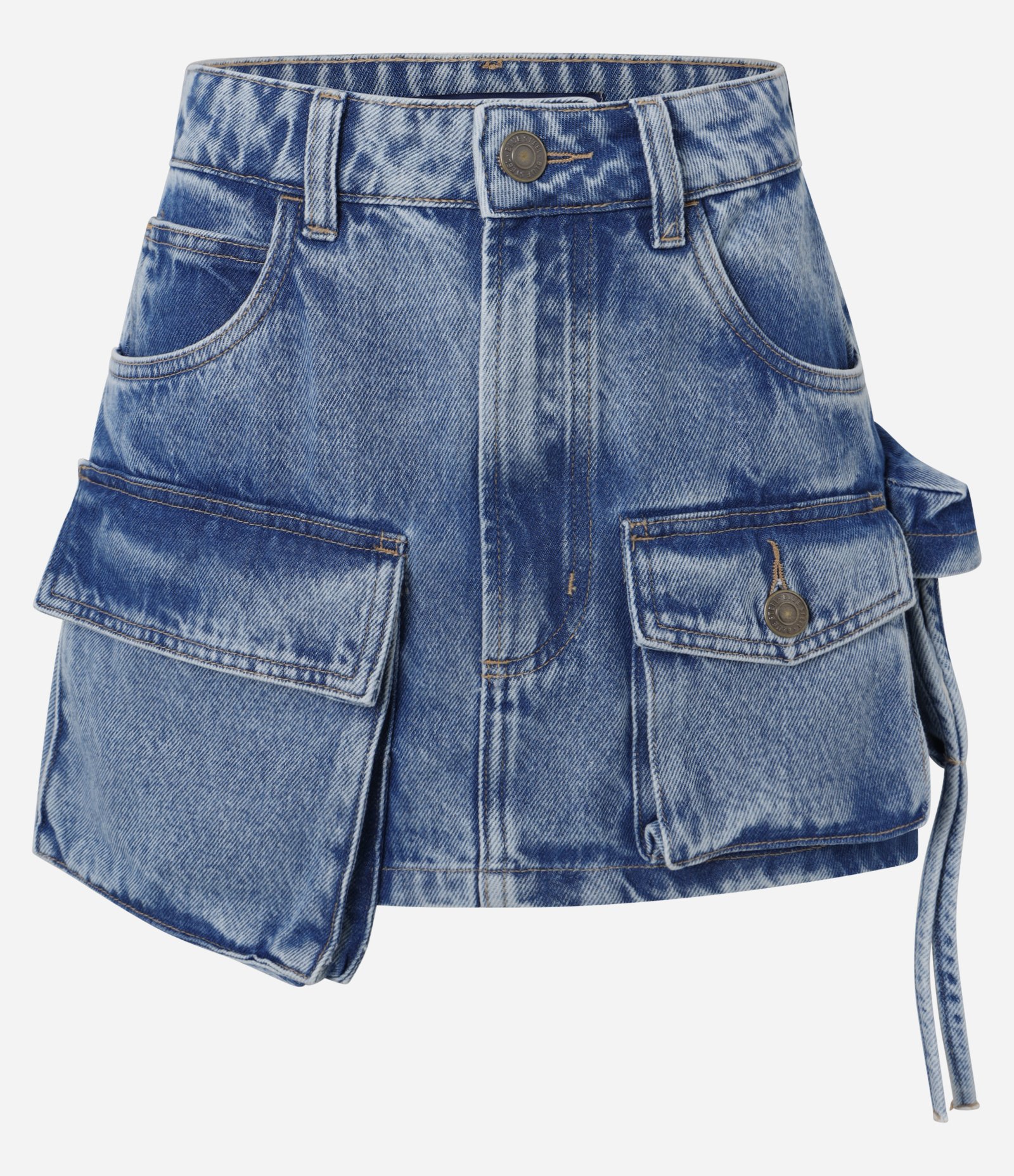 Mini Saia Jeans com Bolsos Cargo Azul 6