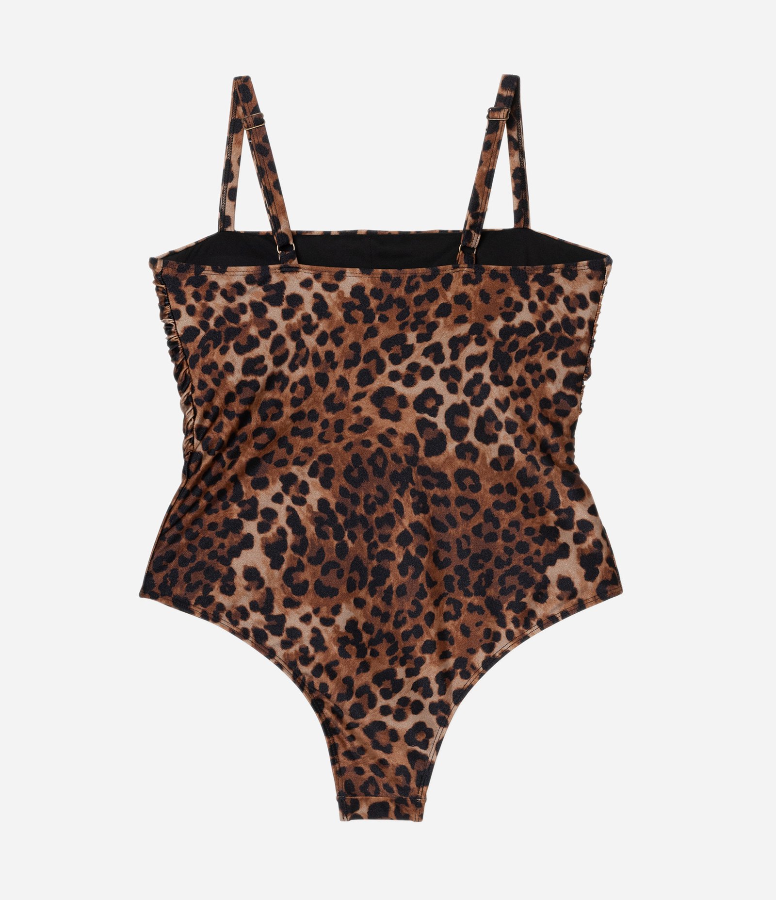 Maiô Reto em Microfibra Animal Print Onça Curve e Plus Size Marrom 6