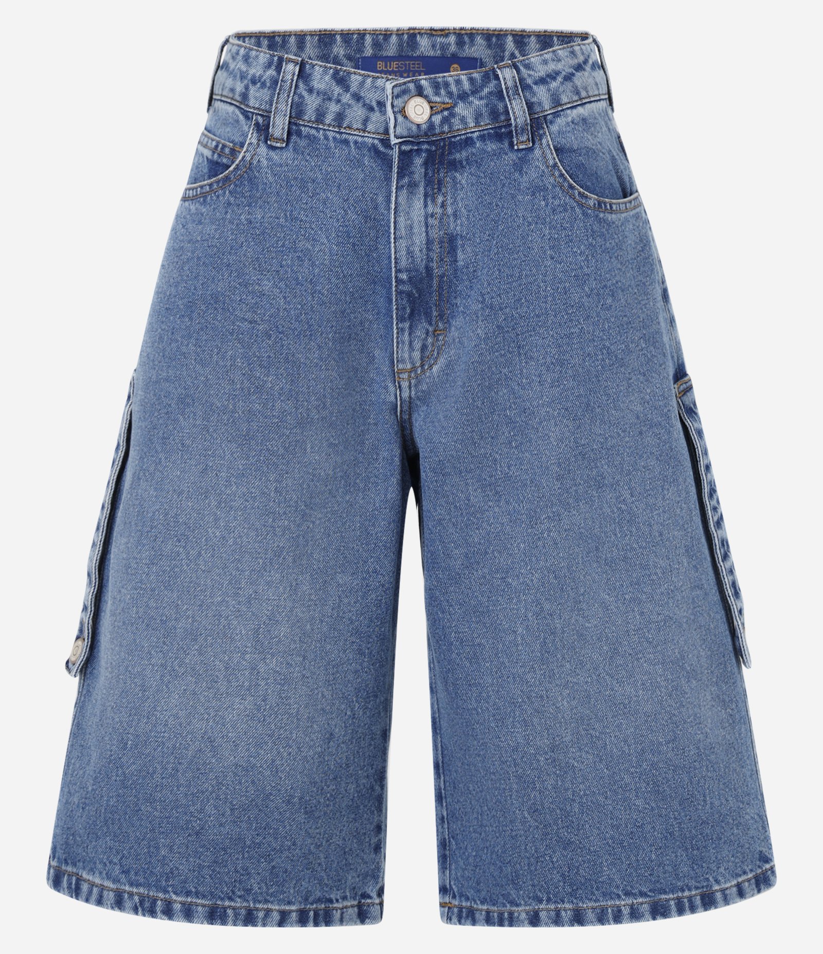 Bermuda Longa em Jeans com Cintura Baixa Azul 5