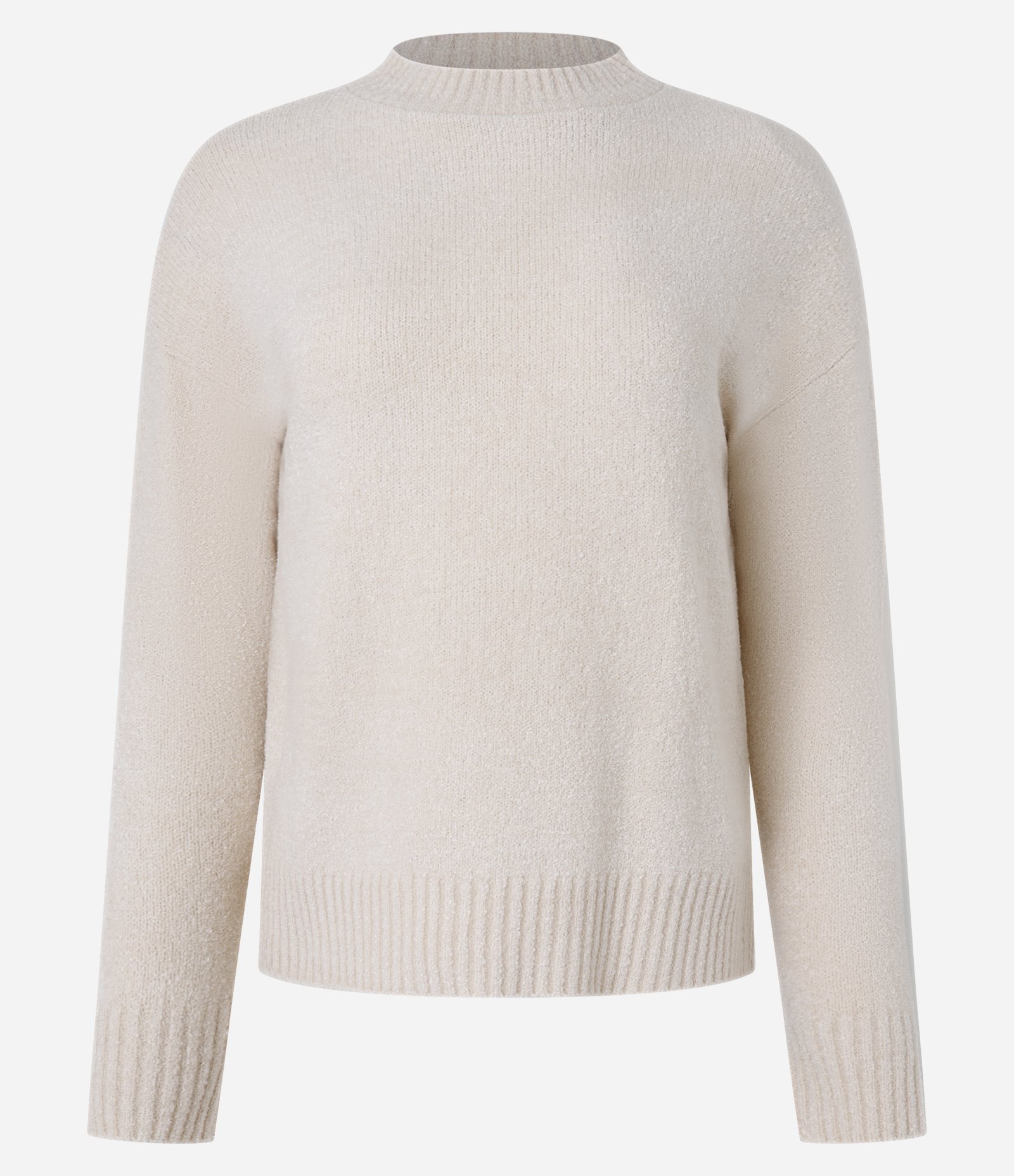 Suéter em Tricô Texturizado com Cava Deslocada Bege 4