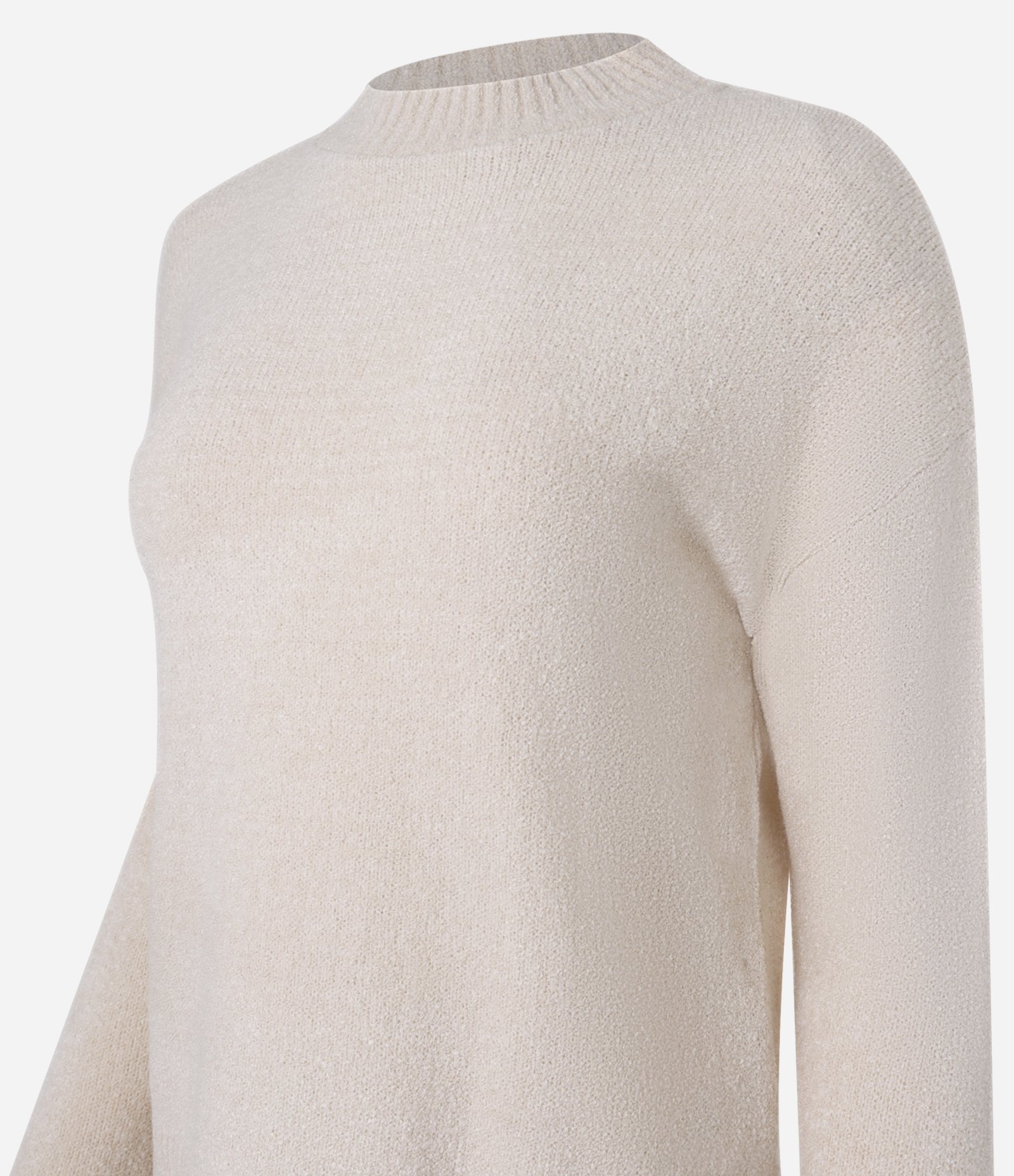 Suéter em Tricô Texturizado com Cava Deslocada Bege 5