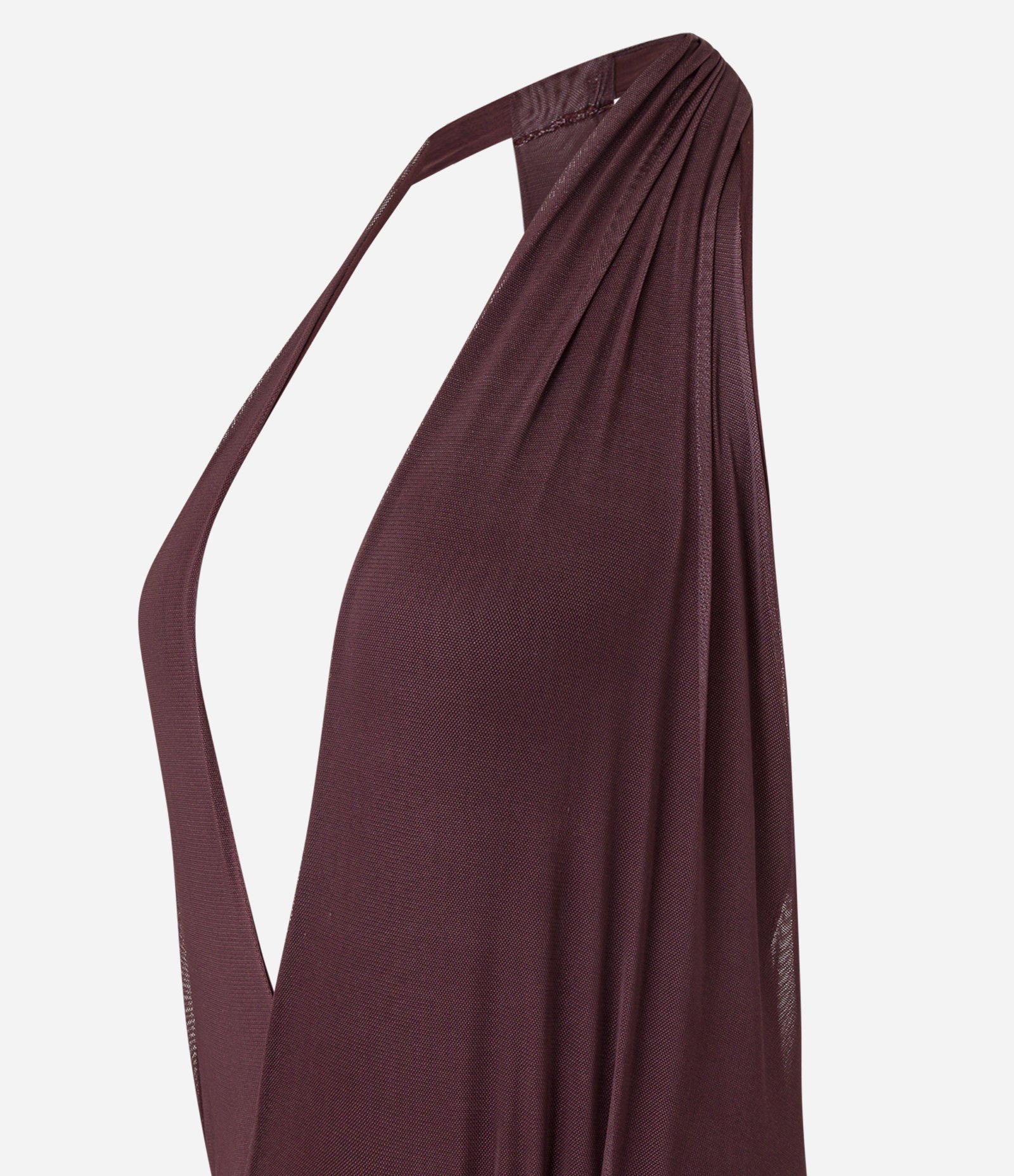 Body em Tule Frente Única com Costas Diferenciadas Marrom Escuro 6