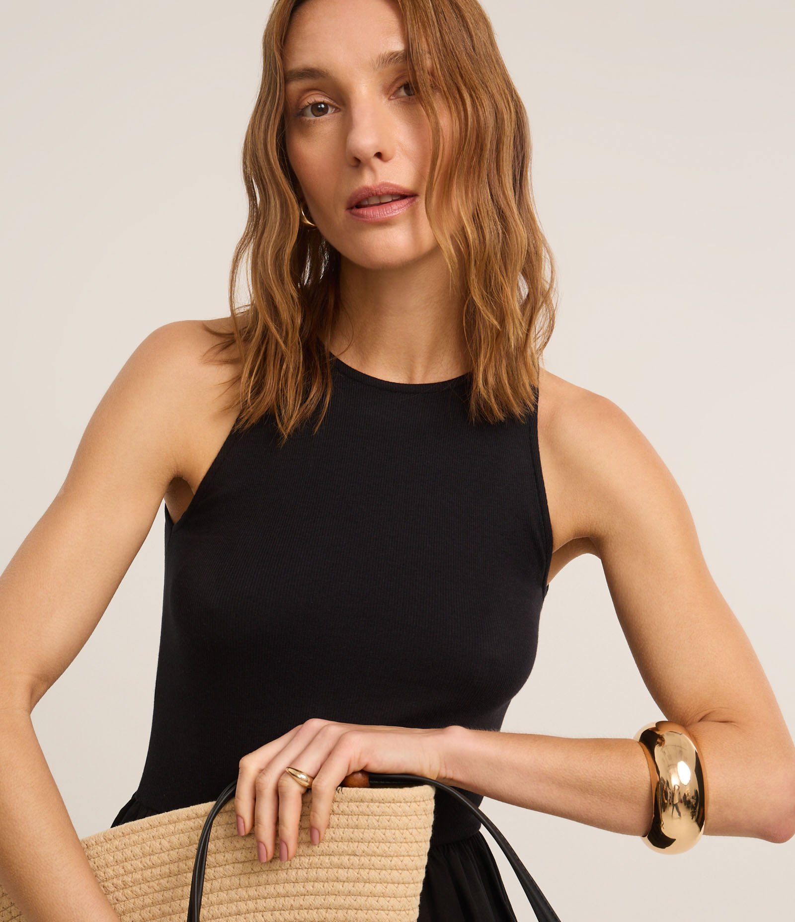 Vestido em Cotton com Textura Canelada e Bordado Coqueiro Preto 3