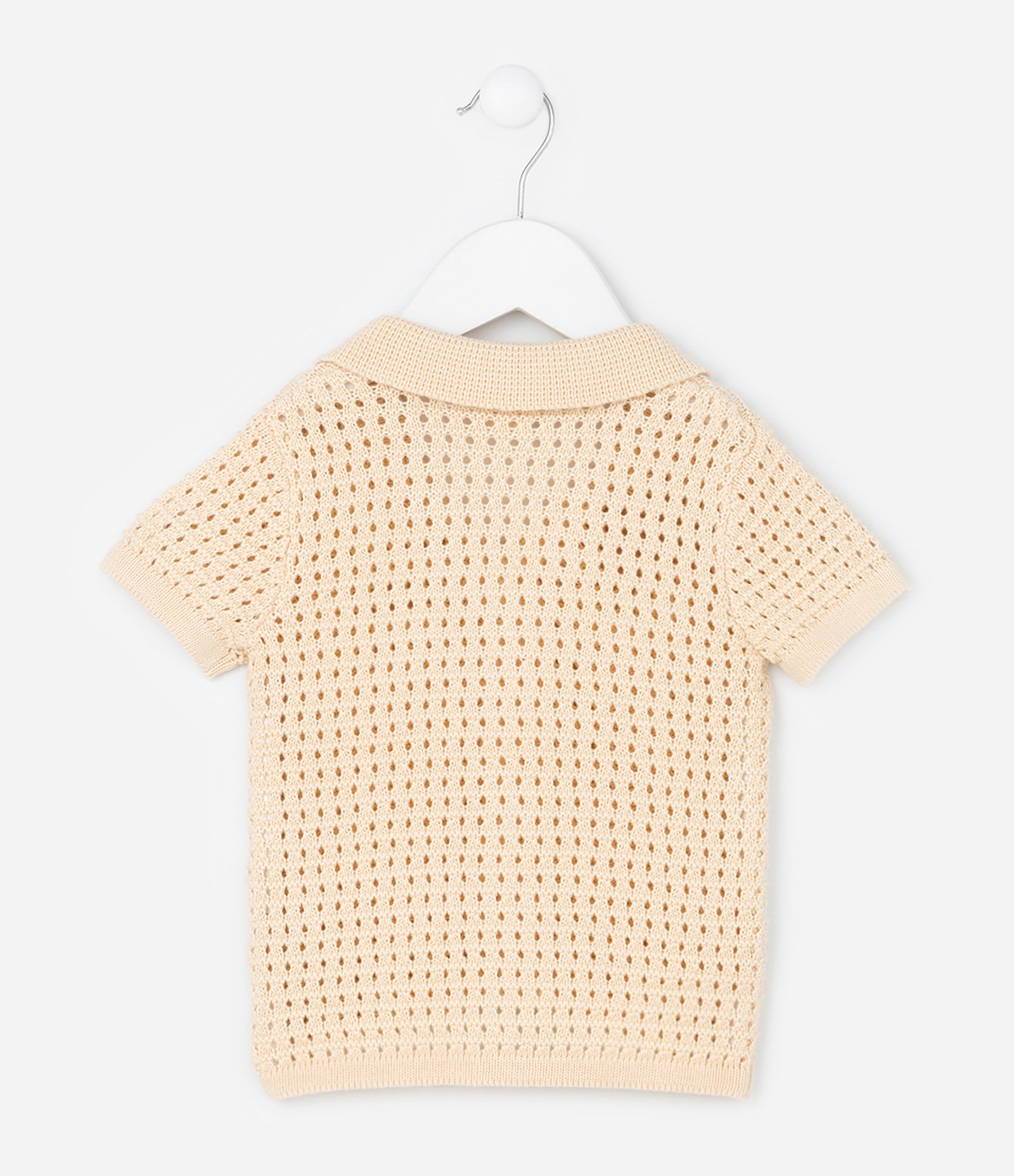 Camisa Infantil em Tricô Quadriculada - Tam 0 a 18 Meses Bege 2