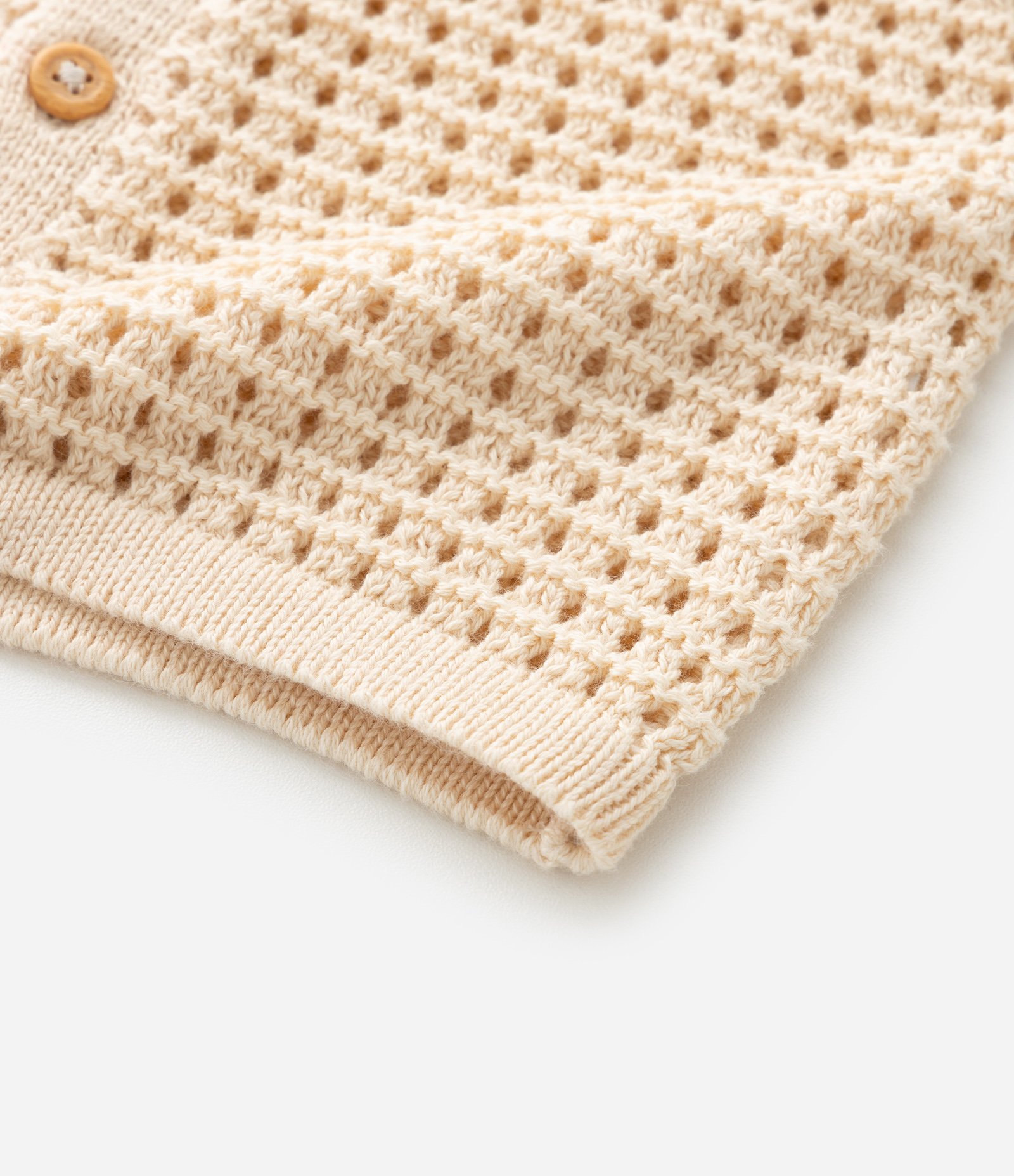 Camisa Infantil em Tricô Quadriculada - Tam 0 a 18 Meses Bege 4