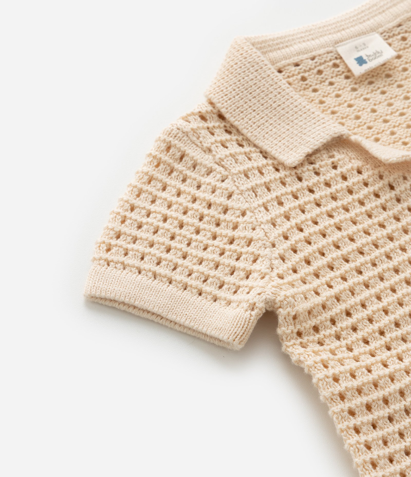 Camisa Infantil em Tricô Quadriculada - Tam 0 a 18 Meses Bege 5