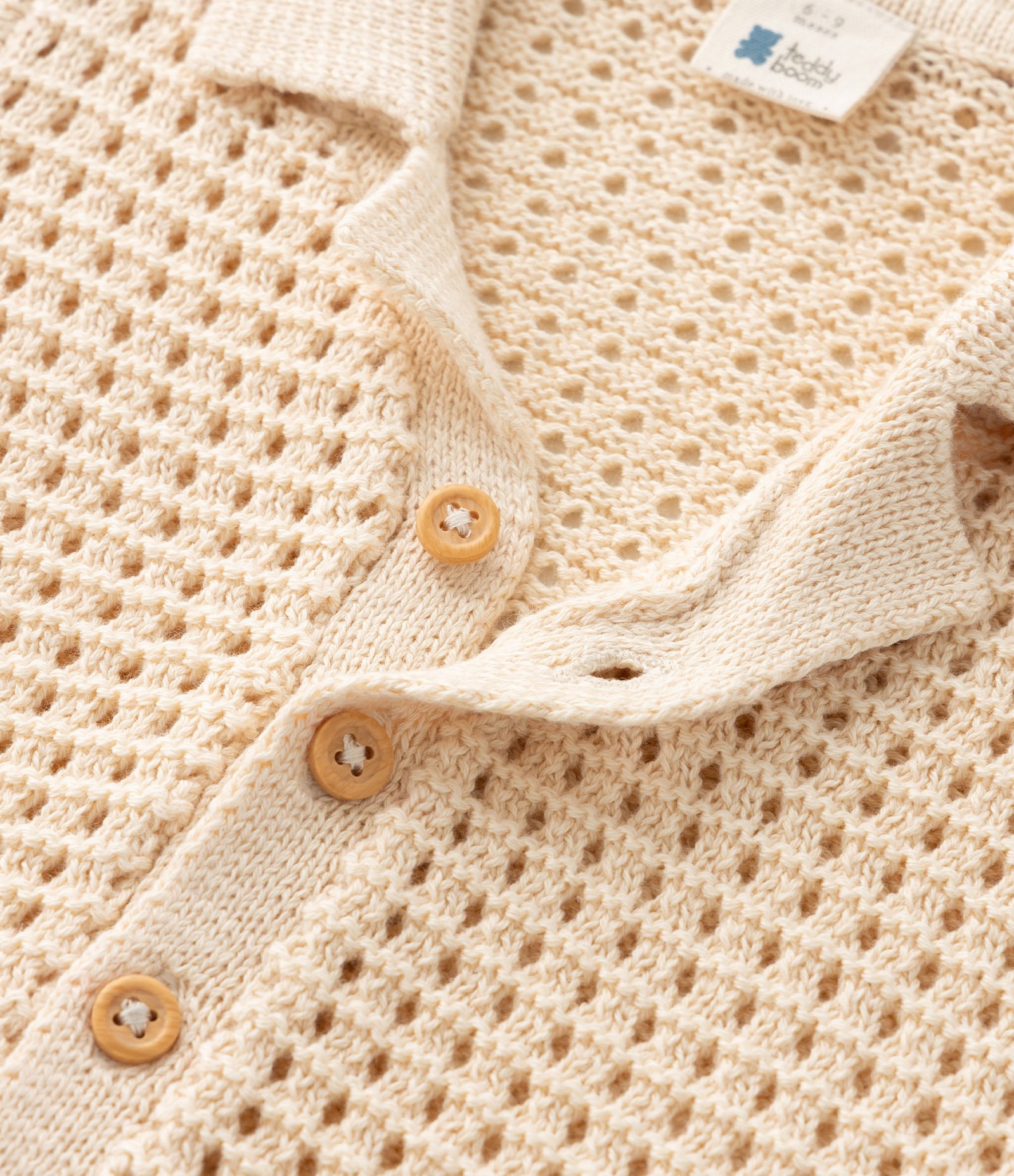 Camisa Infantil em Tricô Quadriculada - Tam 0 a 18 Meses Bege 6