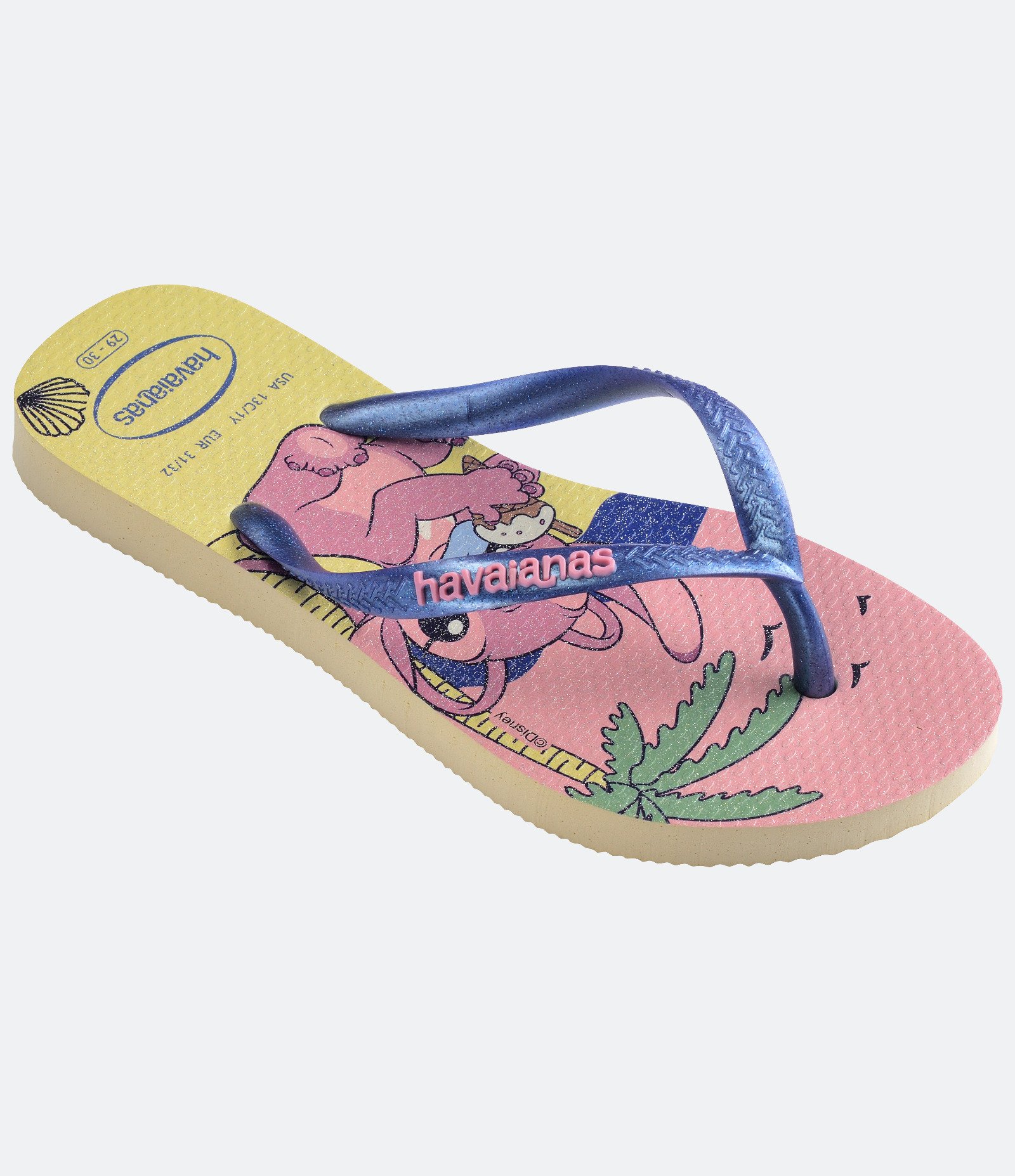 Chinelo Infantil com Estampa Stitch e Angel Havaianas - Tam 23 ao 36 Rosa/Amarelo 2