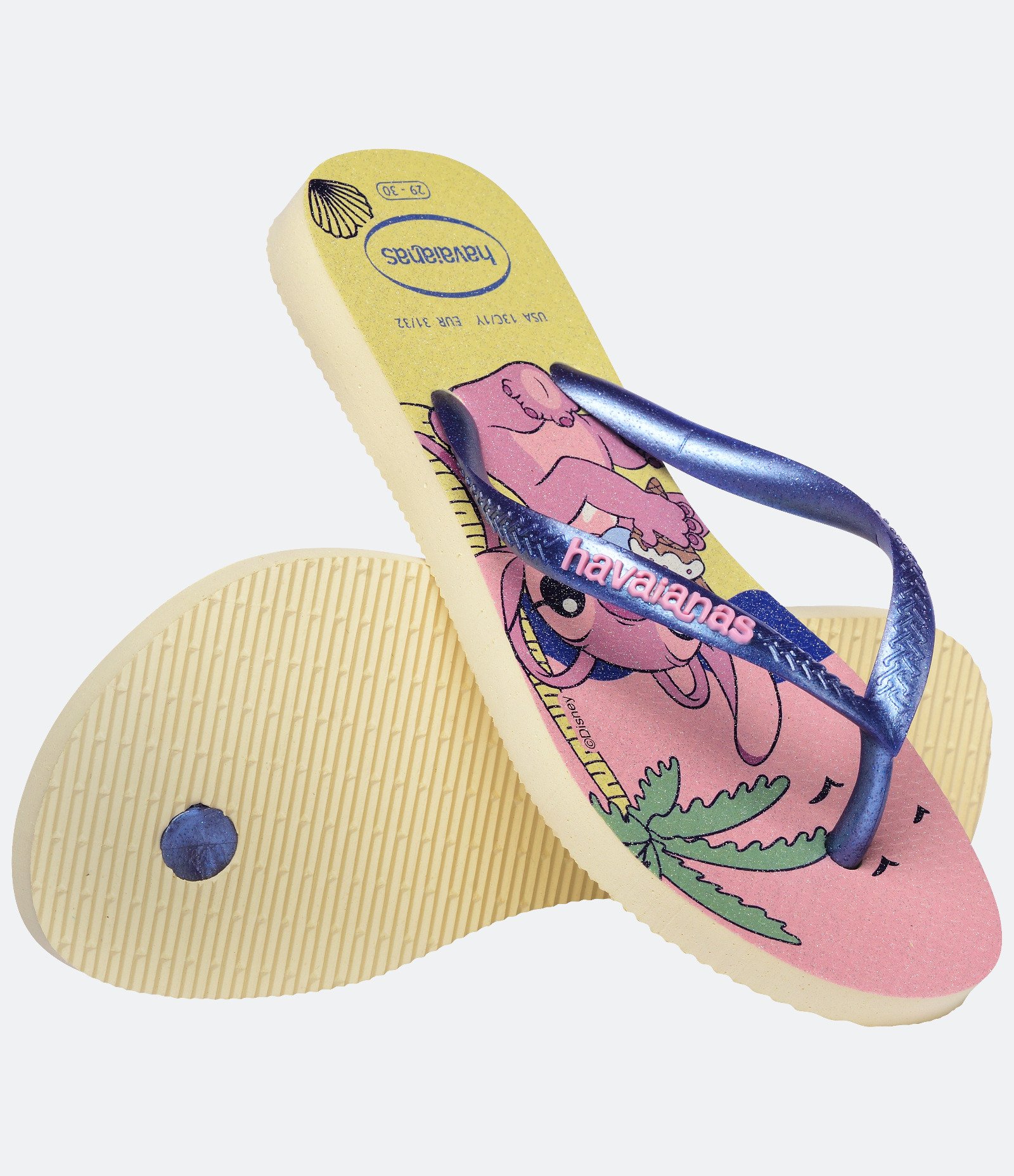 Chinelo Infantil com Estampa Stitch e Angel Havaianas - Tam 23 ao 36 Rosa/Amarelo 3