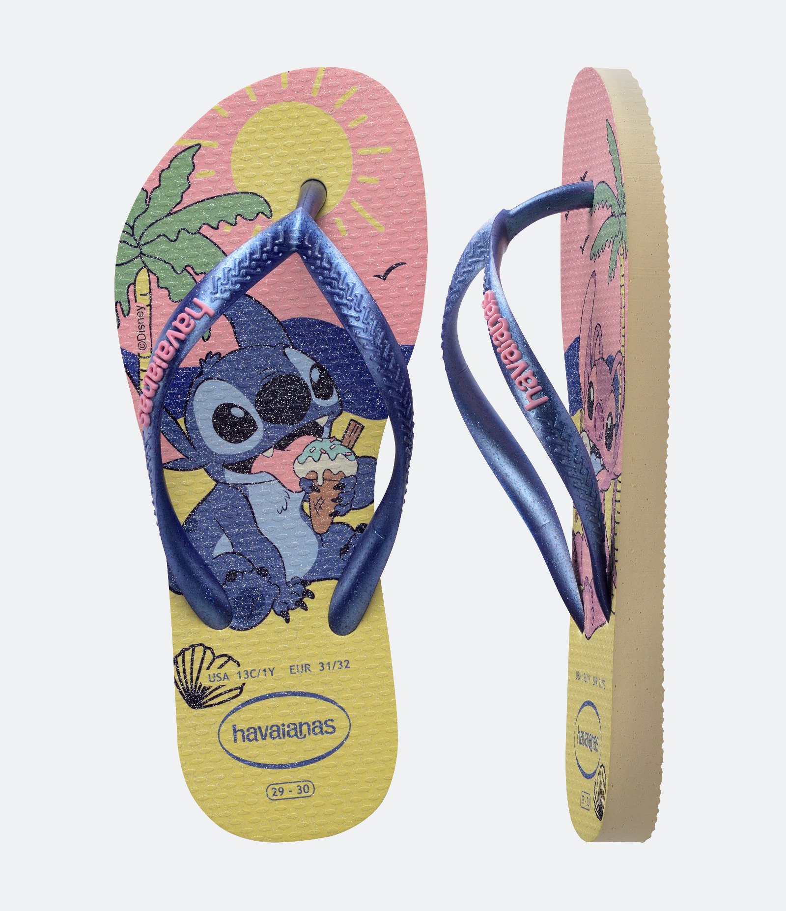 Chinelo Infantil com Estampa Stitch e Angel Havaianas - Tam 23 ao 36 Rosa/Amarelo 4