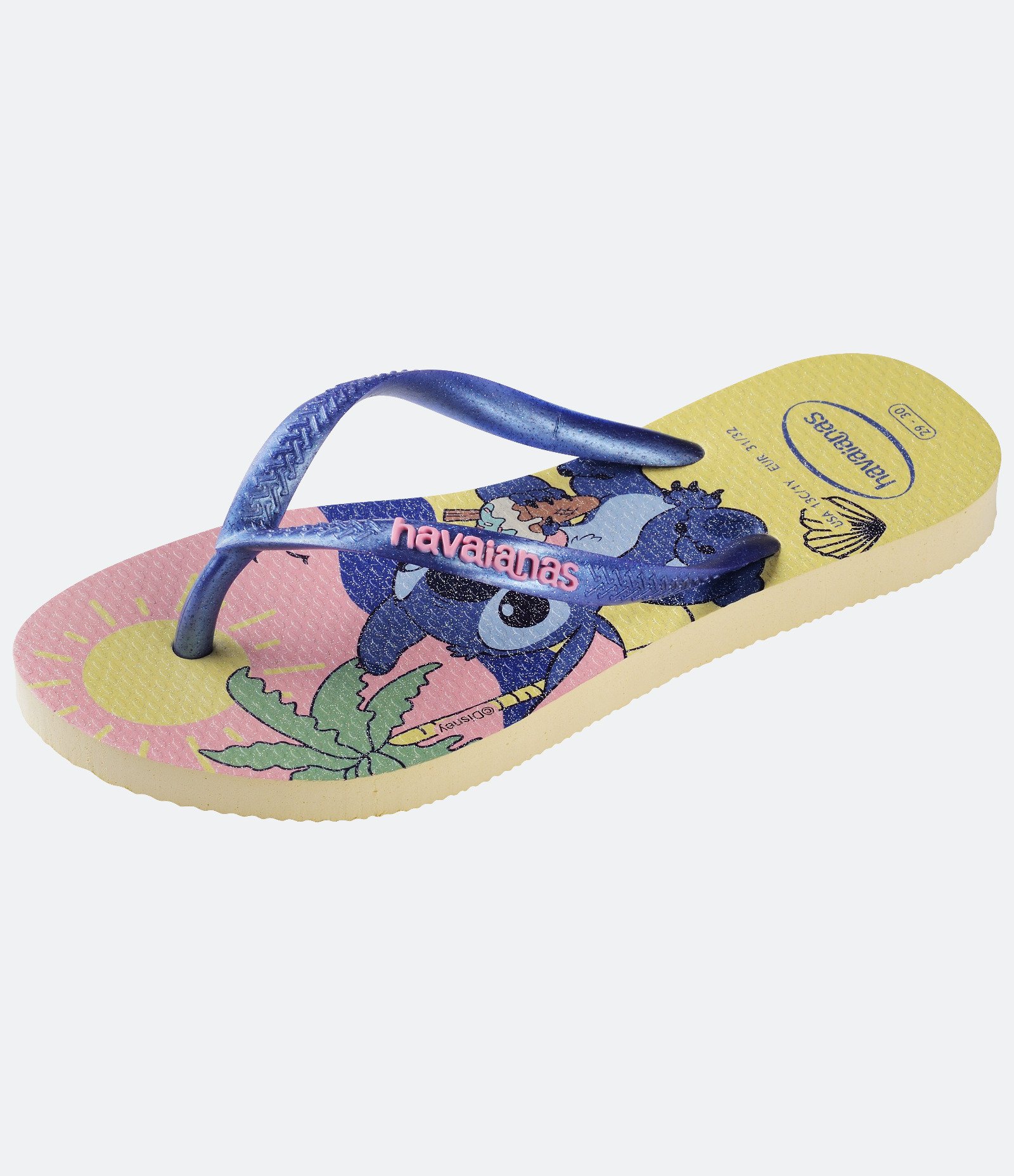 Chinelo Infantil com Estampa Stitch e Angel Havaianas - Tam 23 ao 36 Rosa/Amarelo 5