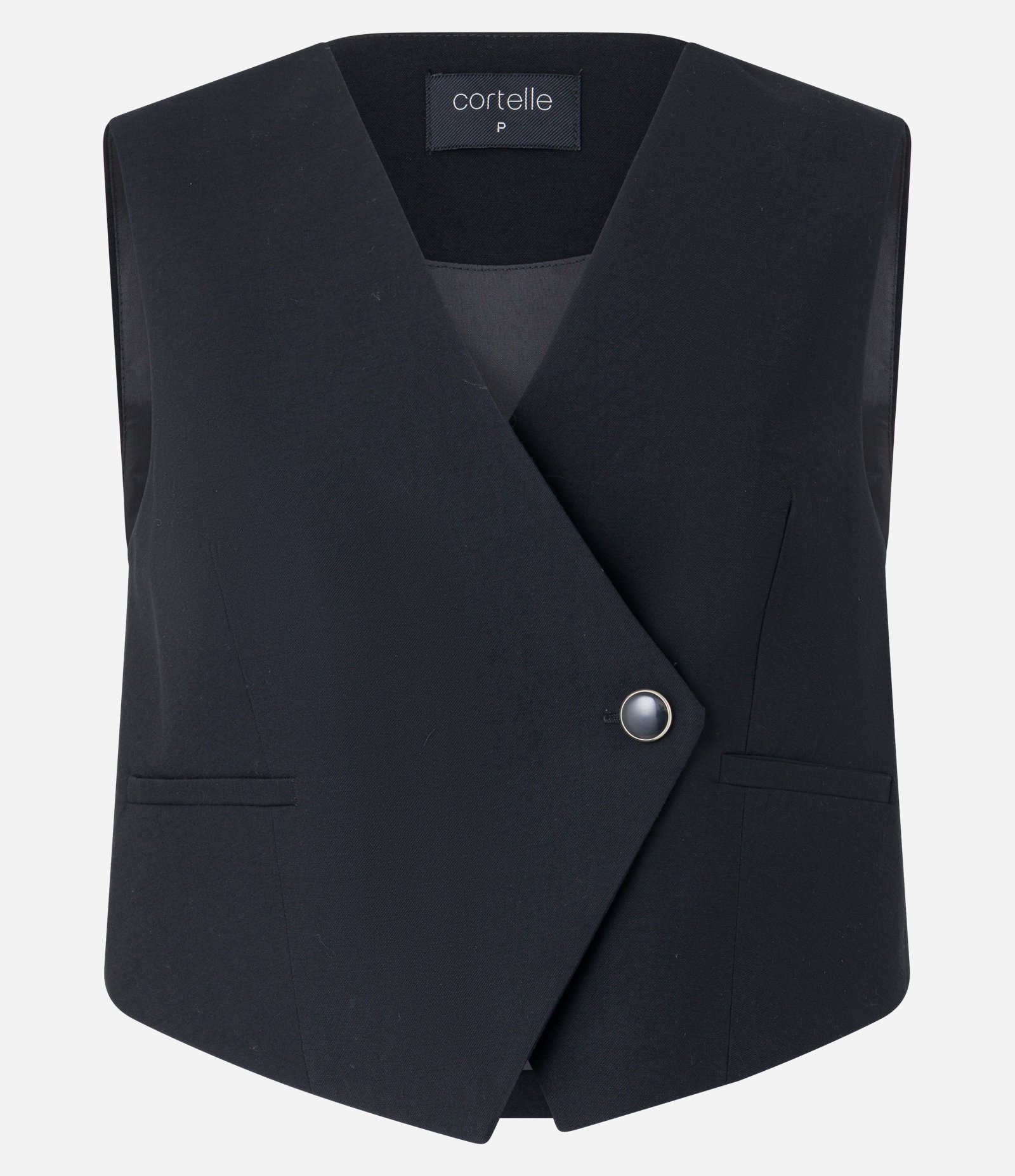 Colete Alfaiatado em Viscose com Decote V Transpassado Preto 5