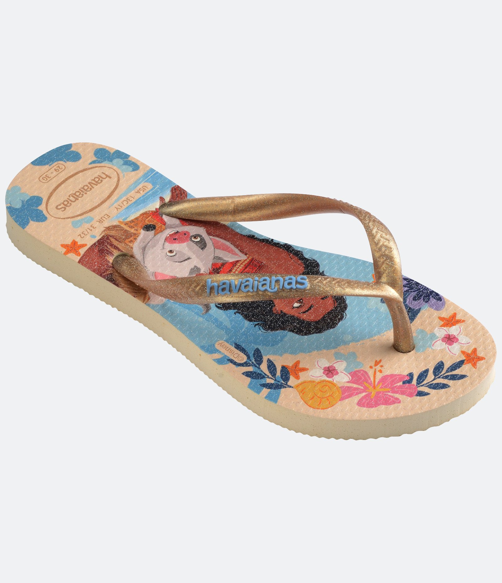 Chinelo Slim Infantil com Estampa de Princesas Havaianas - Tam 23 ao 36 Bege 2