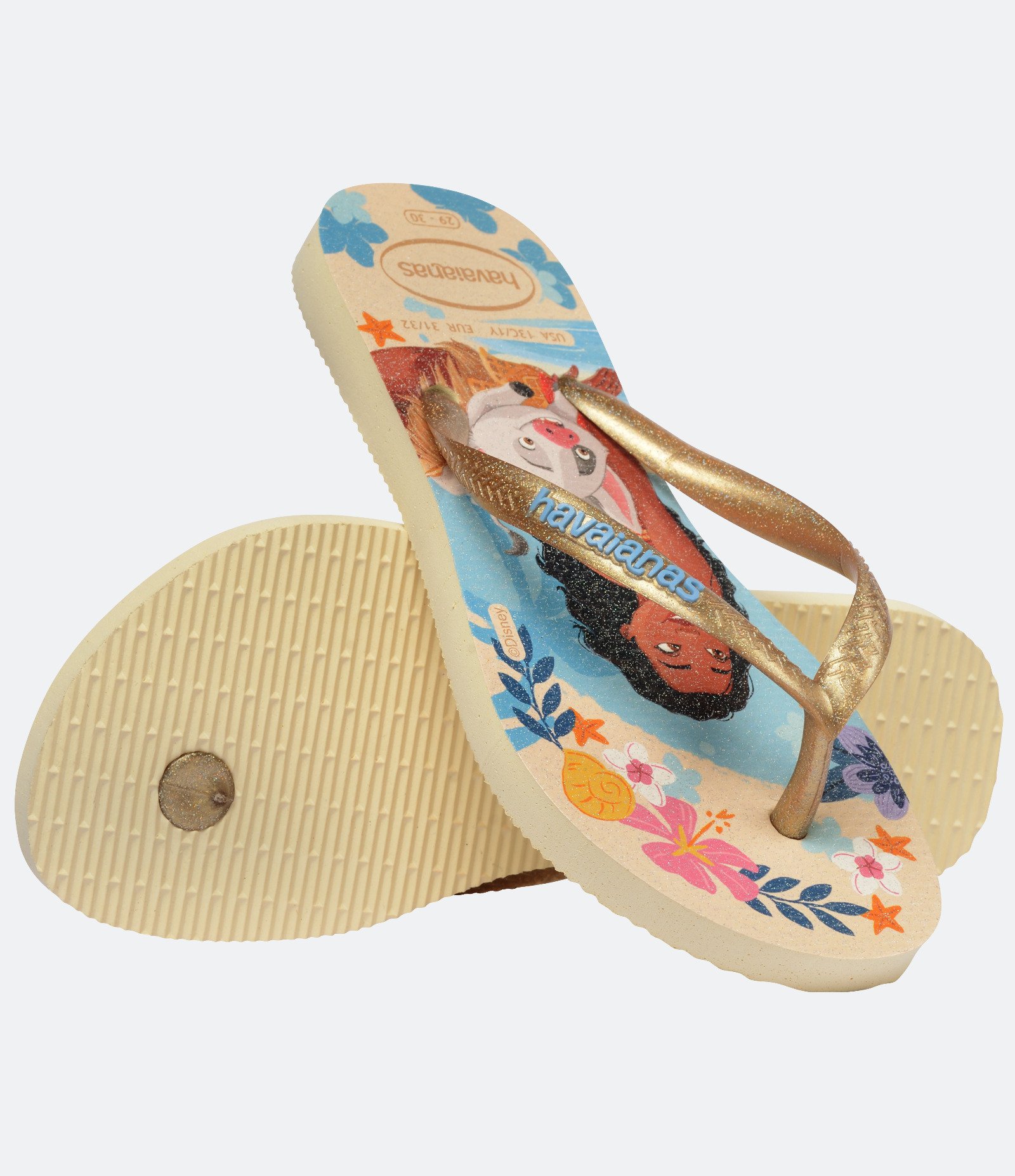 Chinelo Slim Infantil com Estampa de Princesas Havaianas - Tam 23 ao 36 Bege 4