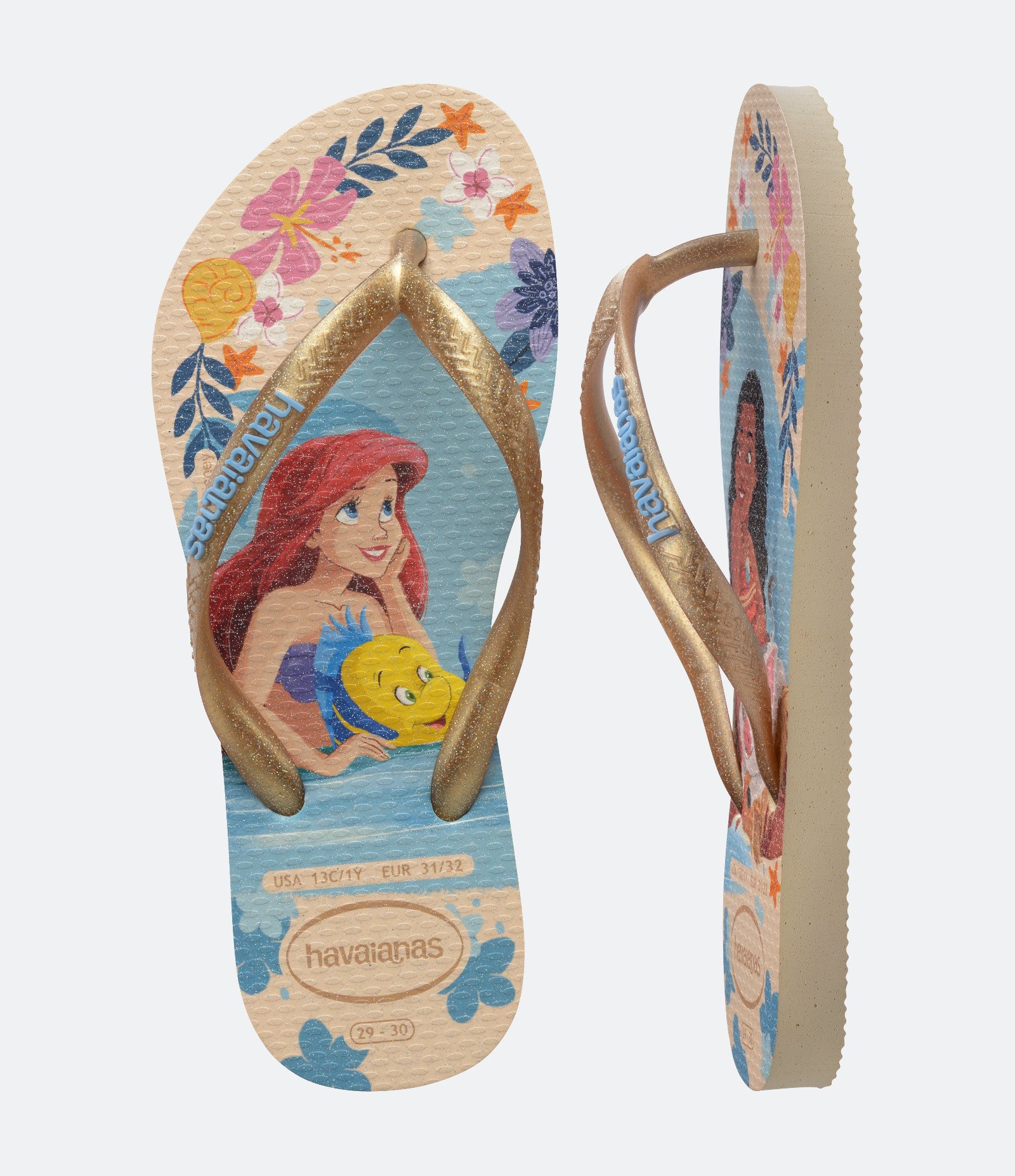 Chinelo Slim Infantil com Estampa de Princesas Havaianas - Tam 23 ao 36 Bege 5