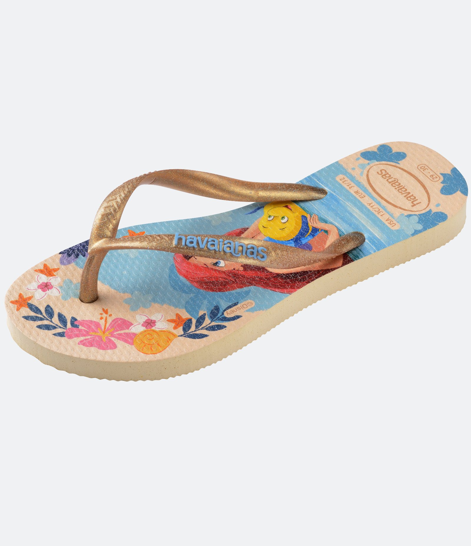 Chinelo Slim Infantil com Estampa de Princesas Havaianas - Tam 23 ao 36 Bege 6
